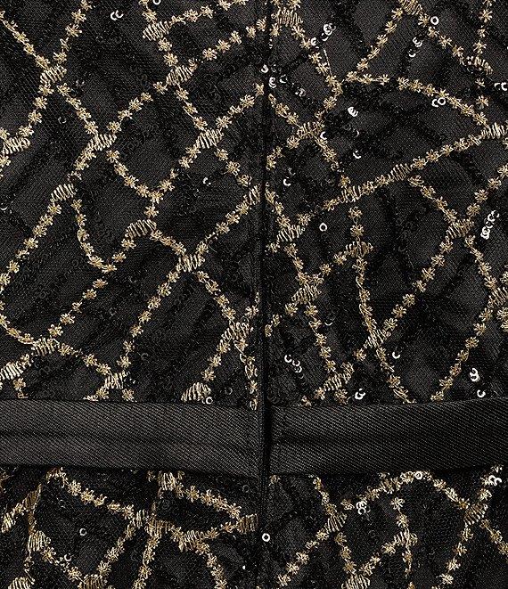 Calvin Klein Sleeveless V-Neck Sequin Mesh Short A-Line Dress Product Image