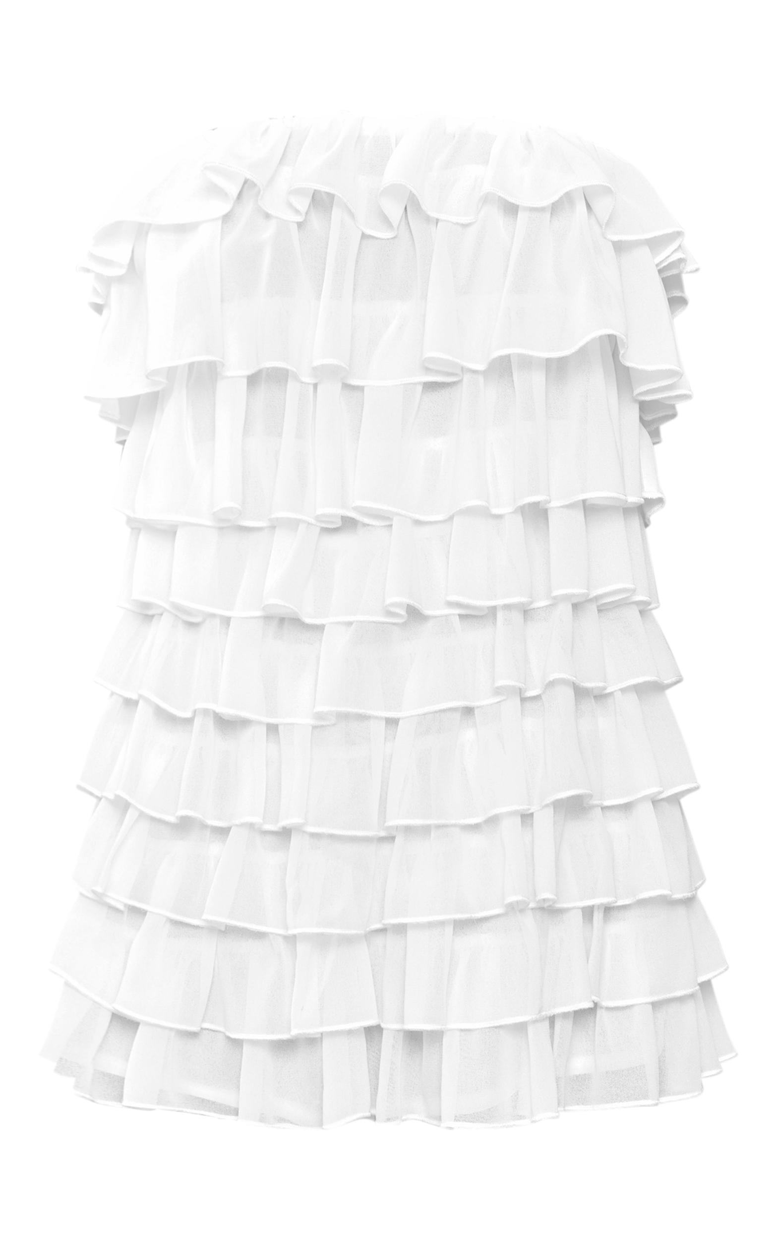 White Chiffon Extreme Frill Bandeau Romper Product Image