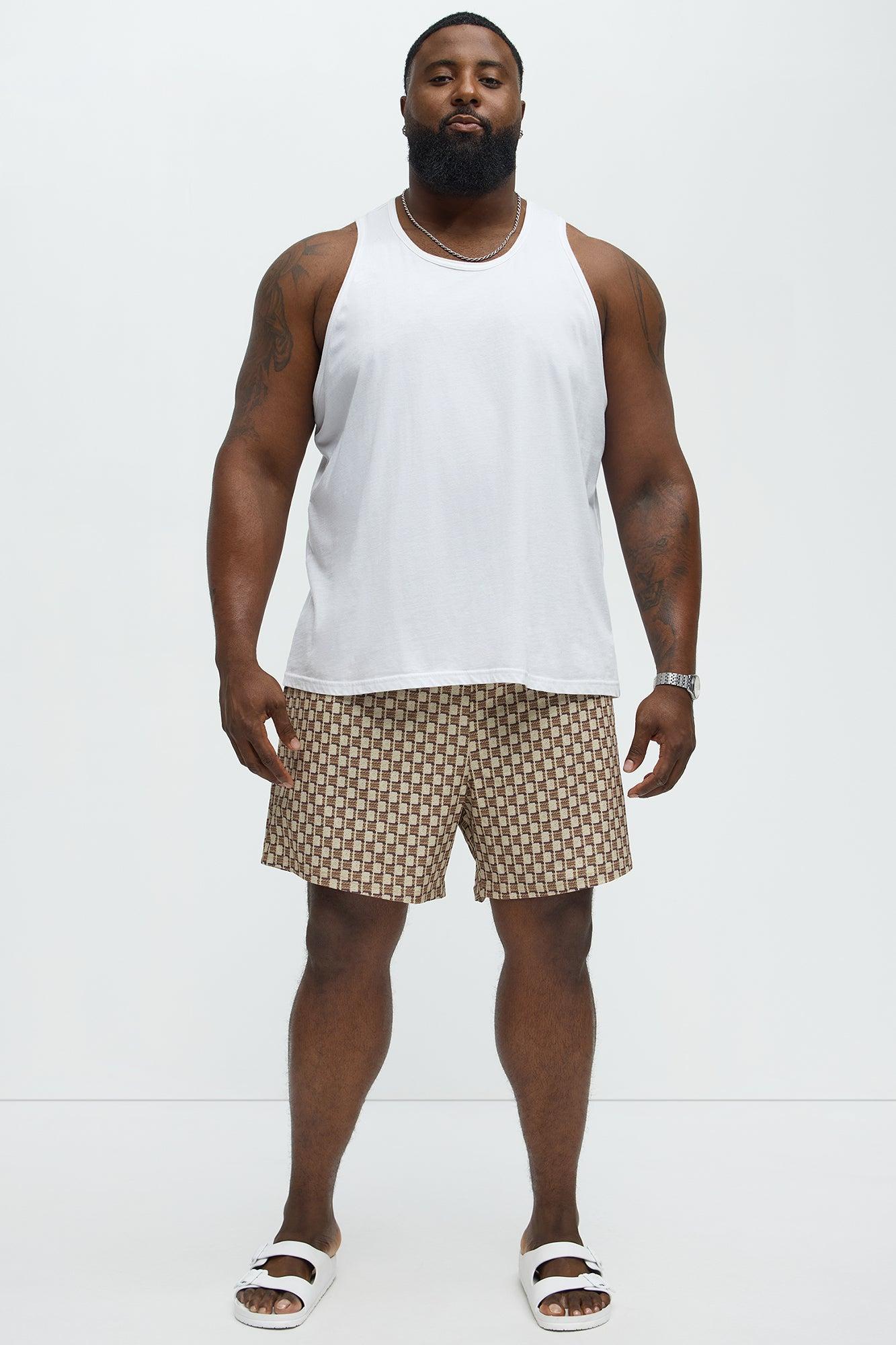 Weave Printed Swim Mid Trunk - Brown Combo Product Image