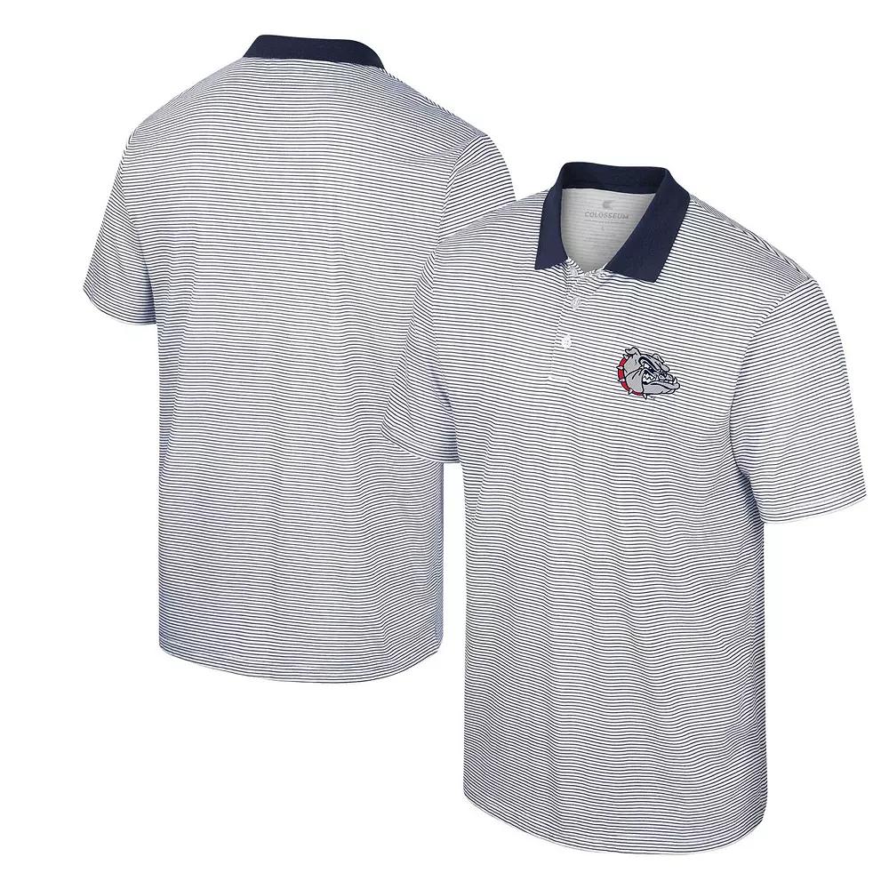 Men's Colosseum White/Navy Gonzaga Bulldogs Print Stripe Polo,  Product Image