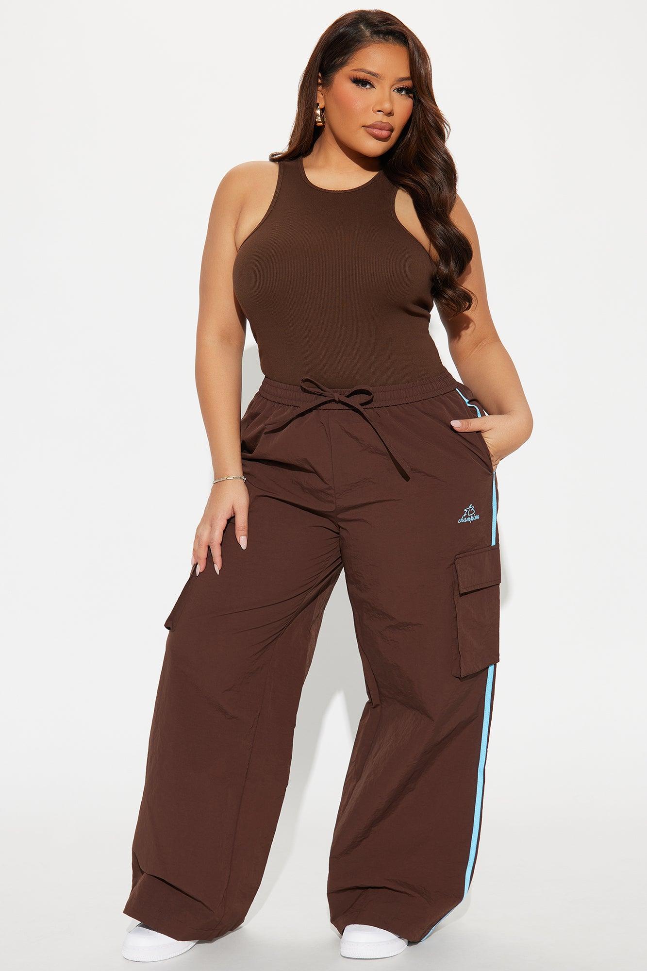 Serena Windbreaker Track Pant - Chocolate/Combo Product Image