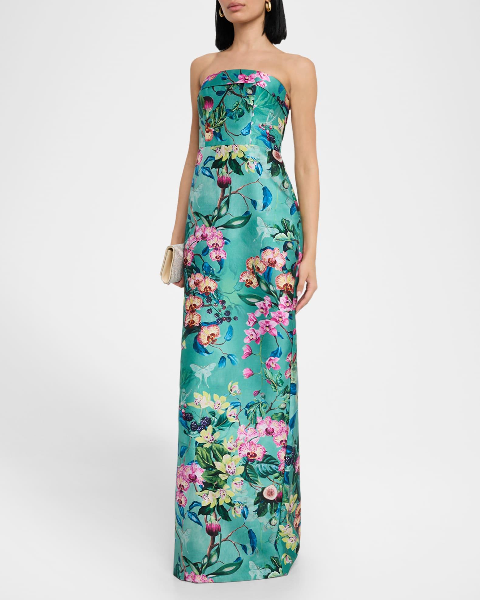 Lulu Floral-Print Mikado Column Gown Product Image