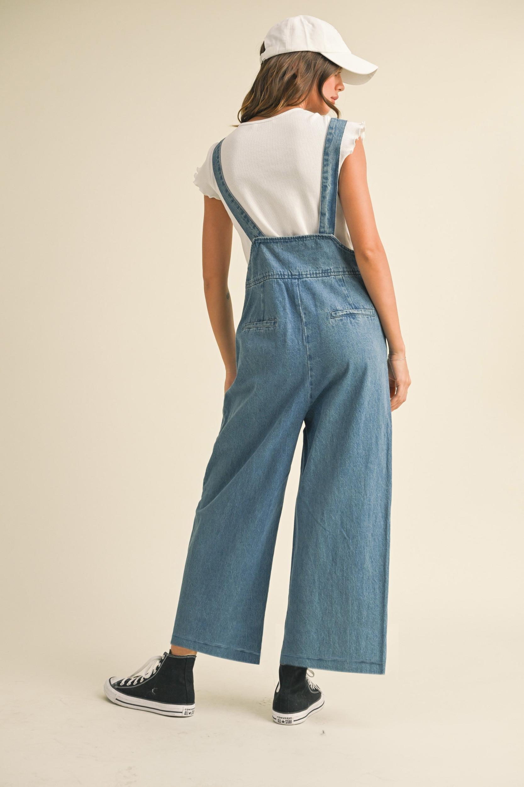 Cute Suspender Denim Jumpsuit Product Image