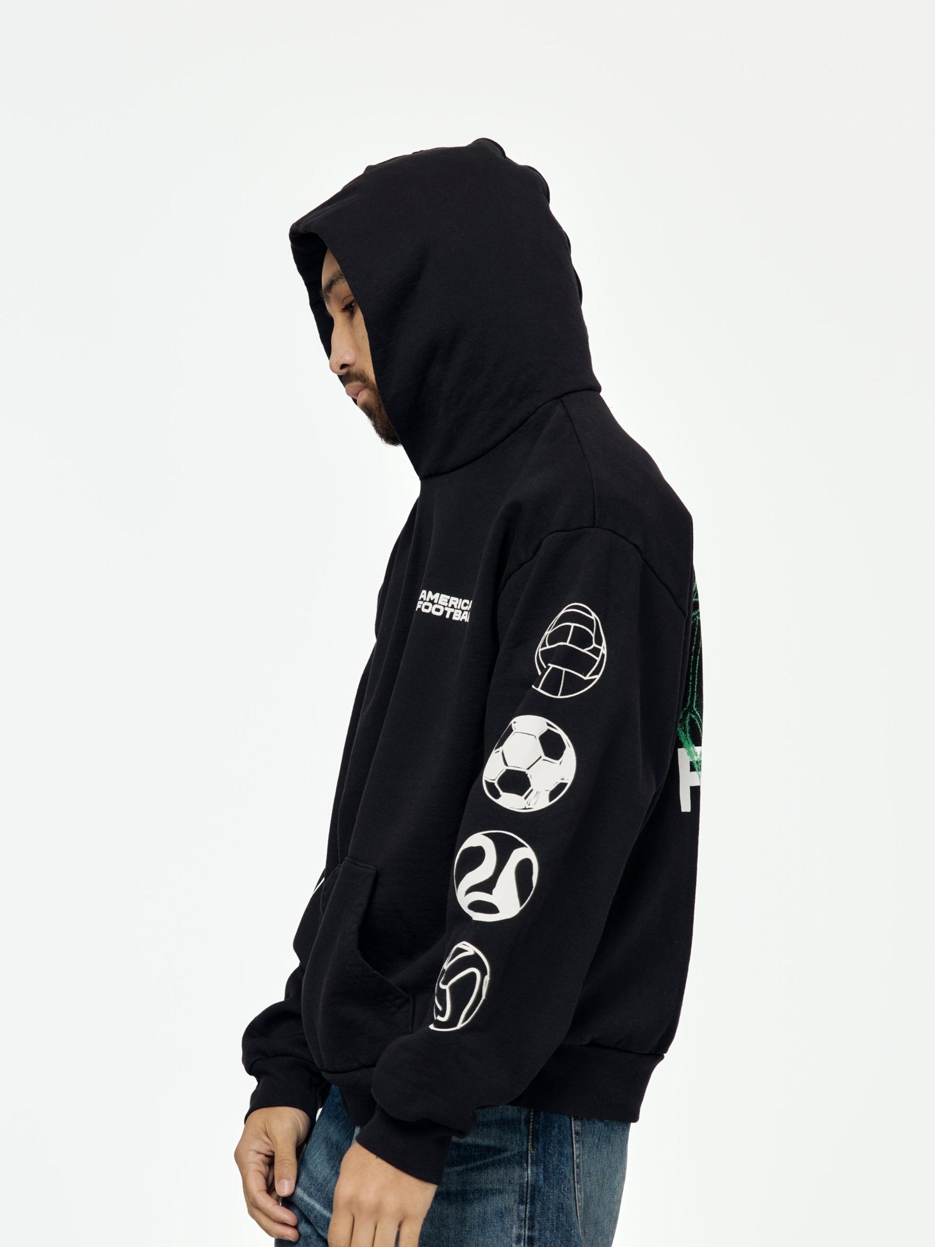 This is a Football Hoodie (Black) Product Image