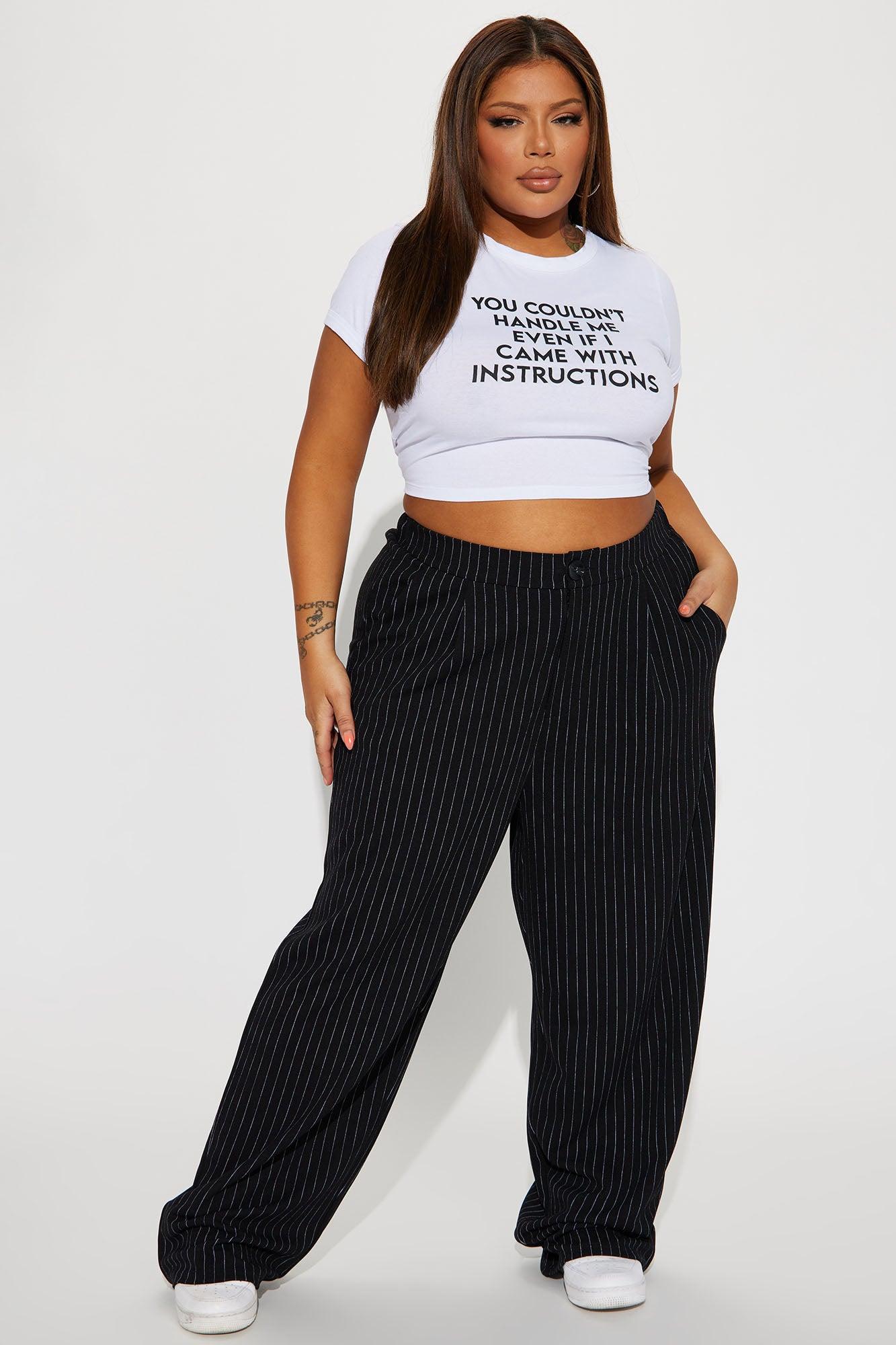 Work It Pinstripe Trouser Pant - Black Product Image