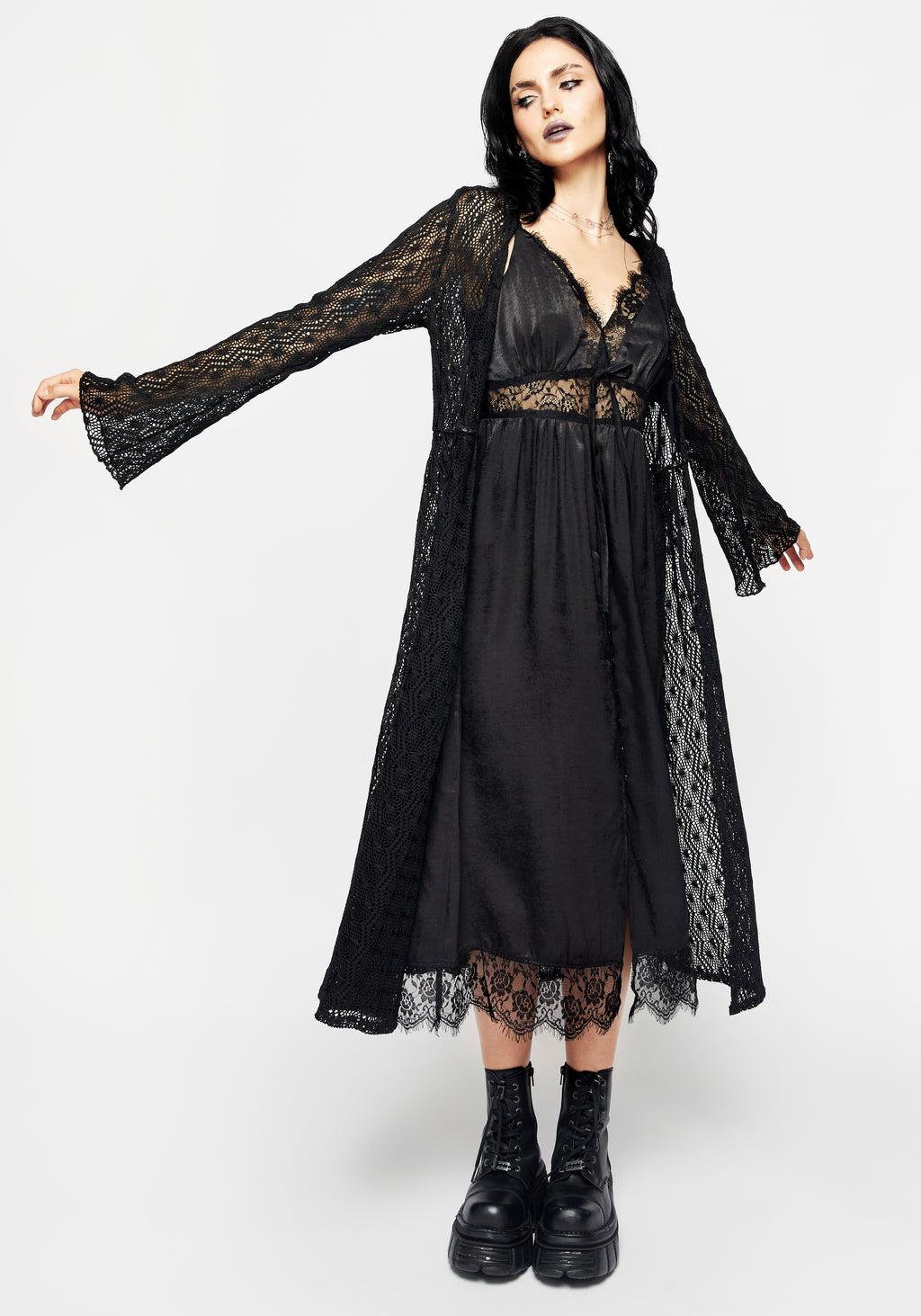 Conjure Satin Lace Trim Cami Midi Dress Product Image