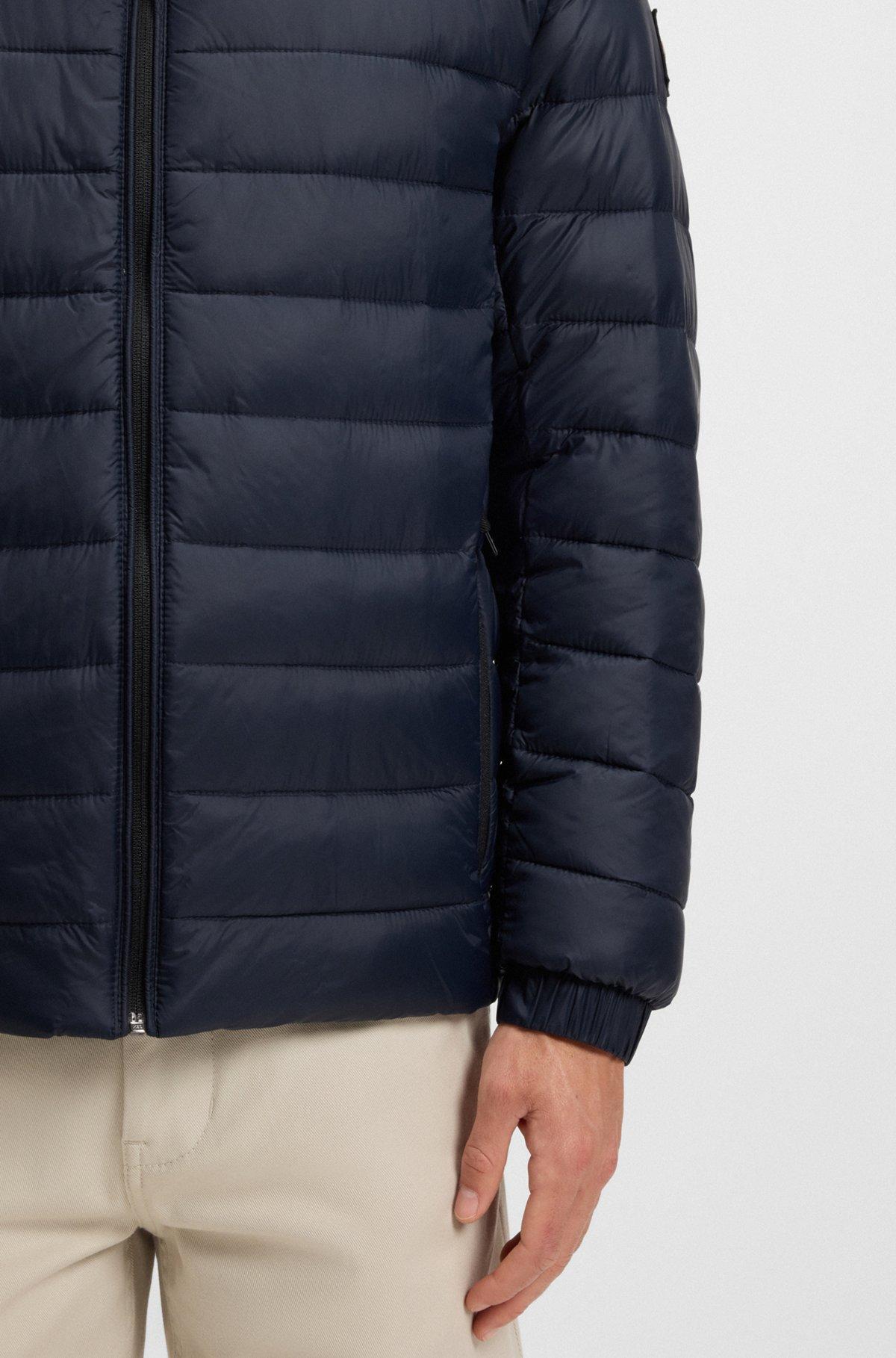 BOSS - Water-repellent quilted field jacket with packable hood - Dark Blue Product Image