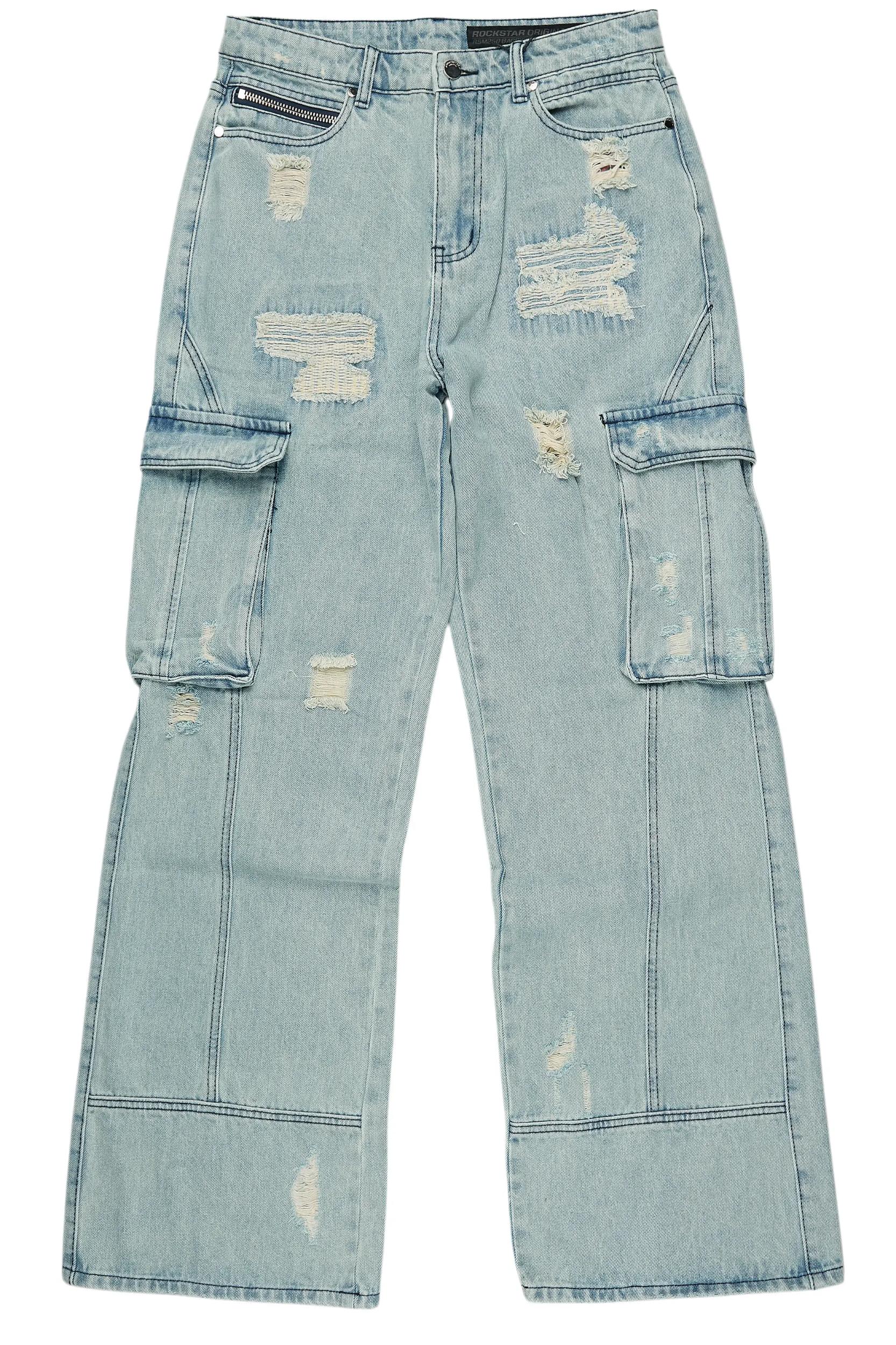 Nand Light Blue Baggy Cargo Jean Male Product Image