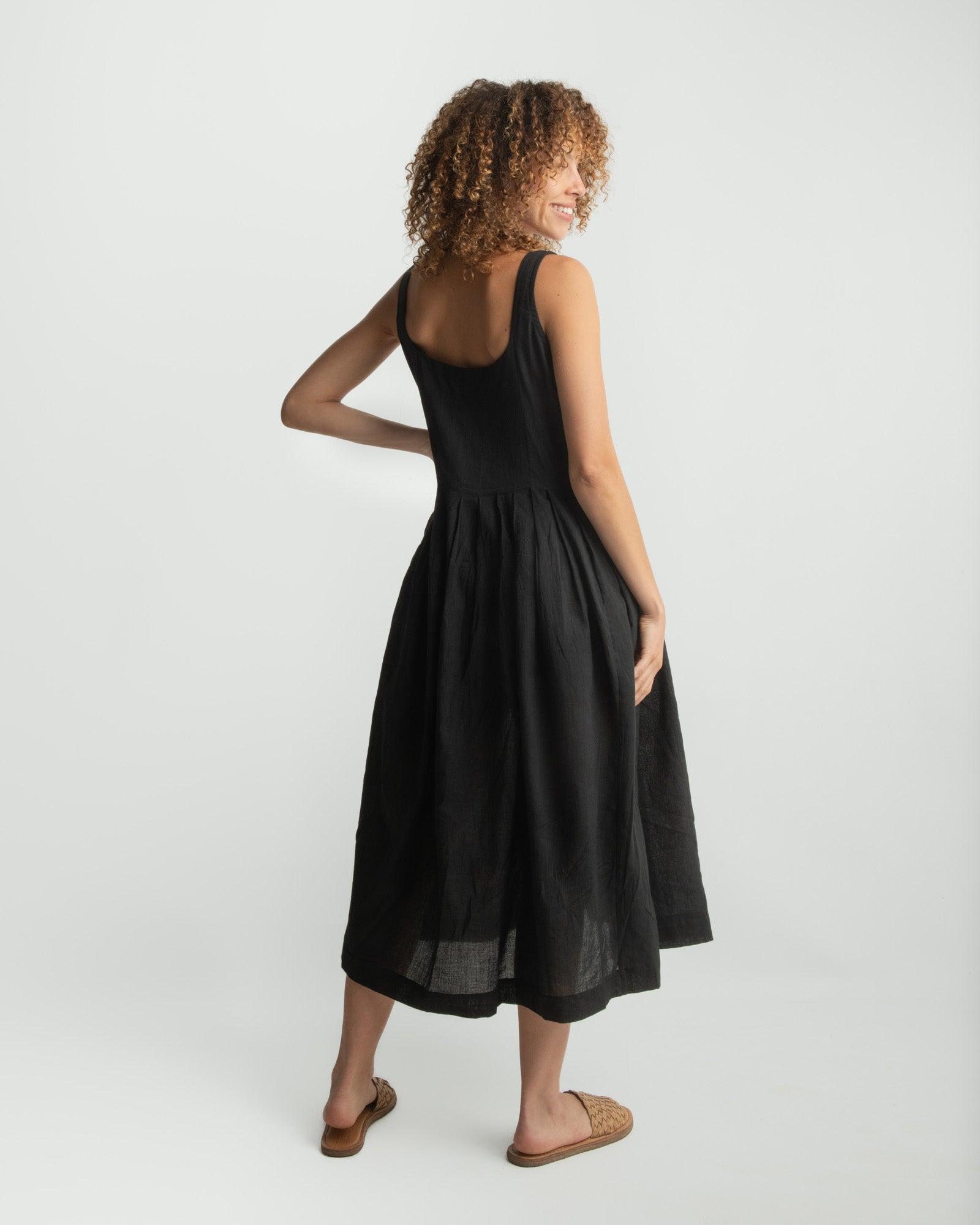 Black Cascade Midi Dress Product Image