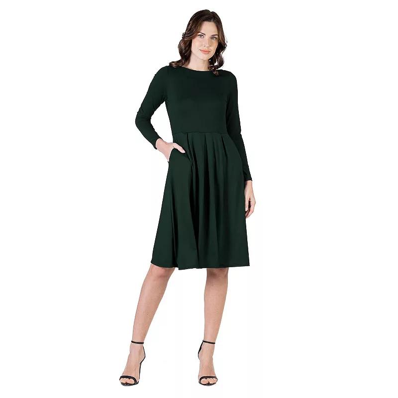 Women's 24Seven Comfort Apparel Fit & Flare Midi Dress,  Product Image