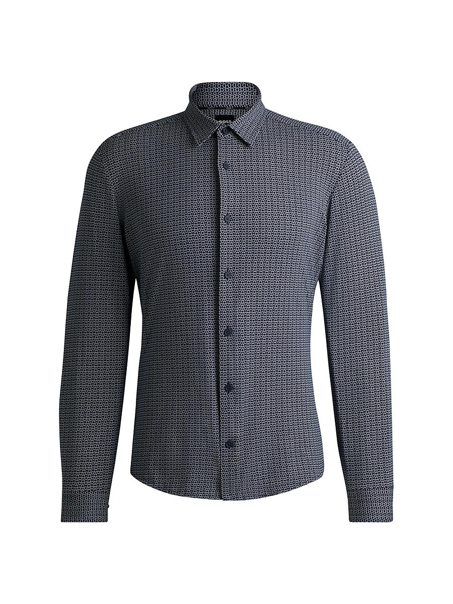 Mens Slim-Fit Shirt in Printed Performance Stretch Jersey Product Image
