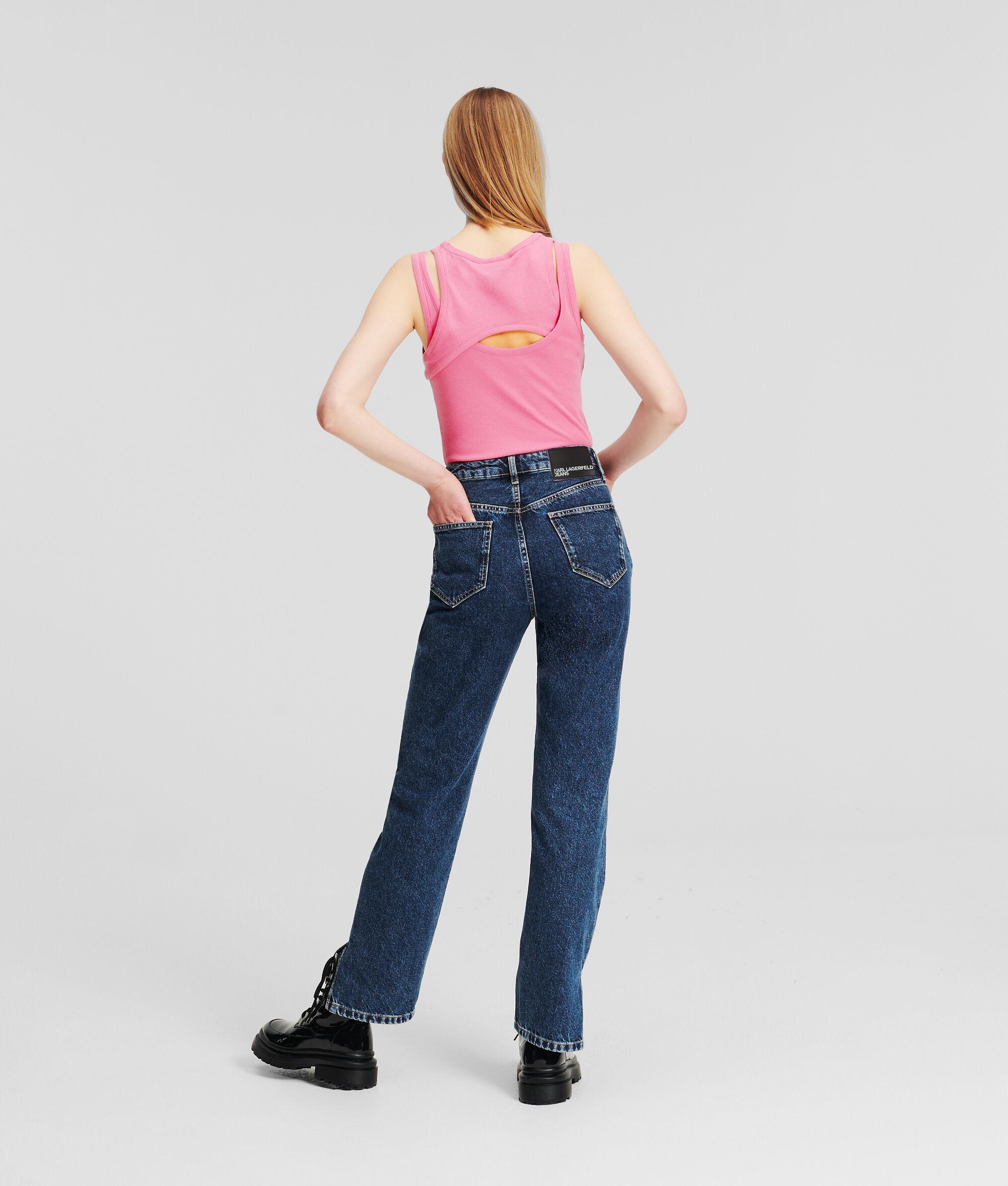 HIGH-RISE STRAIGHT JEANS WITH SPLIT HEM Product Image
