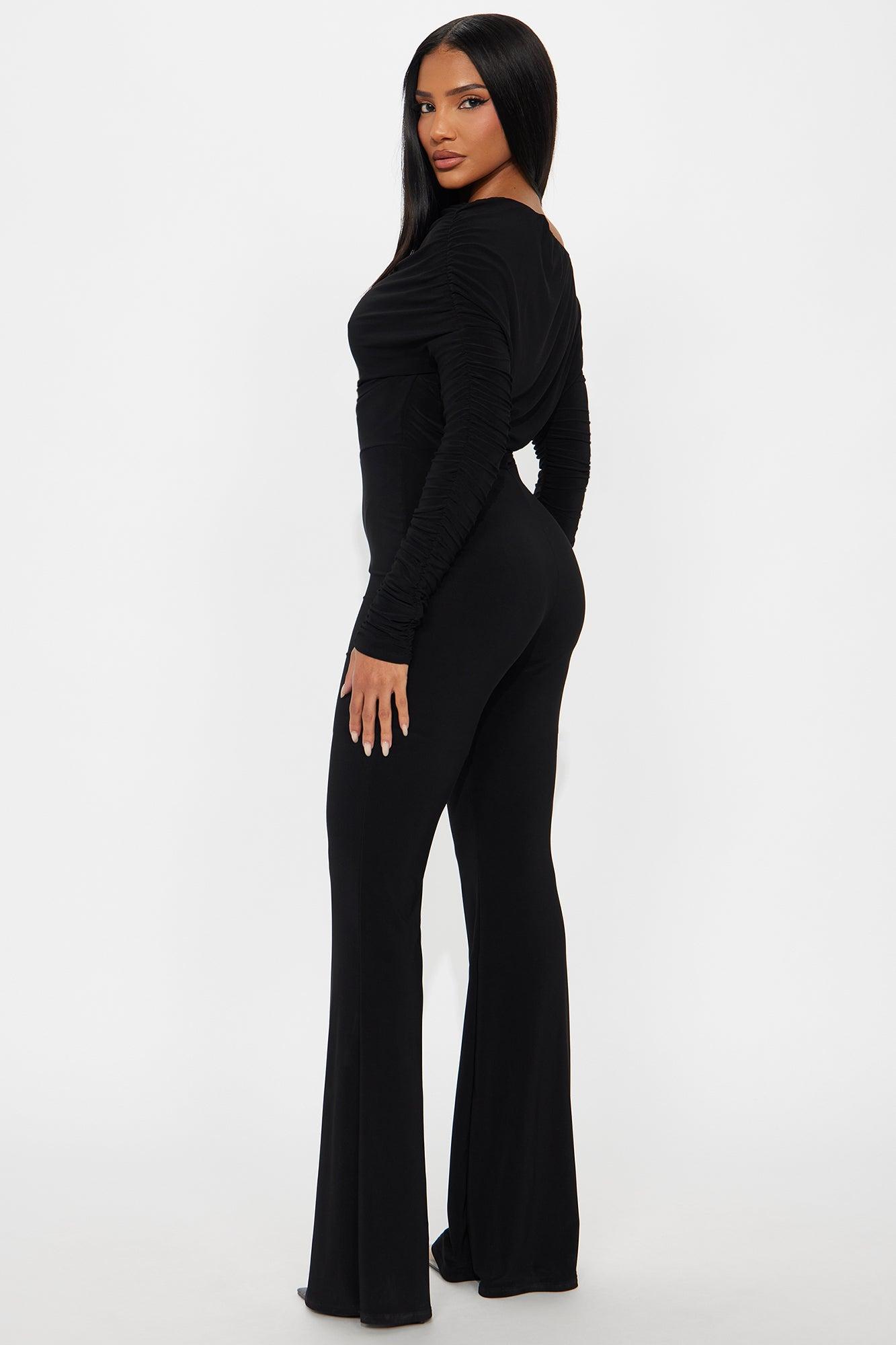 Evangeline Off Shoulder Flare Leg Jumpsuit - Black Female Product Image