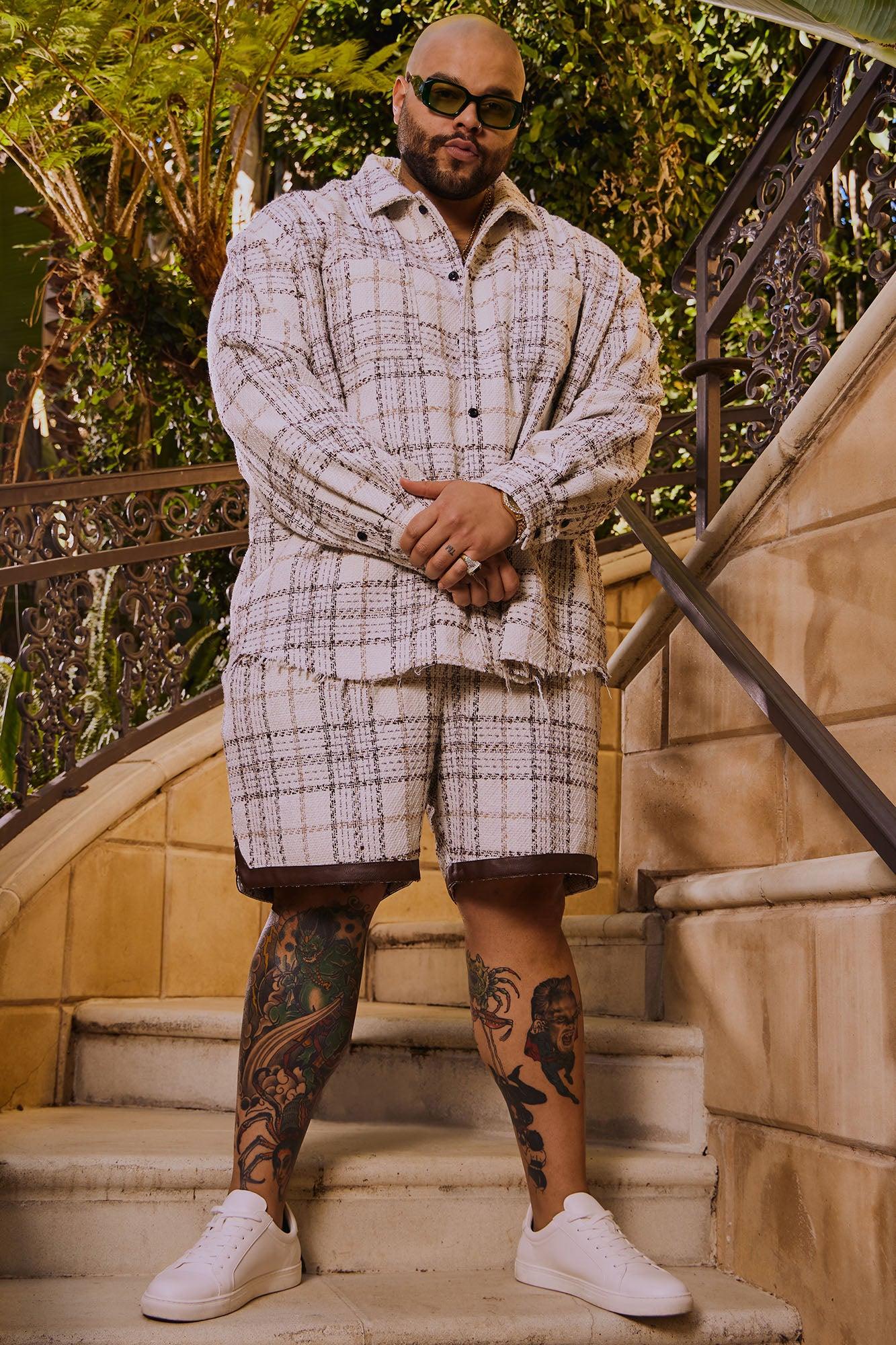 Casual Act Plaid Shacket - White/combo Male Product Image