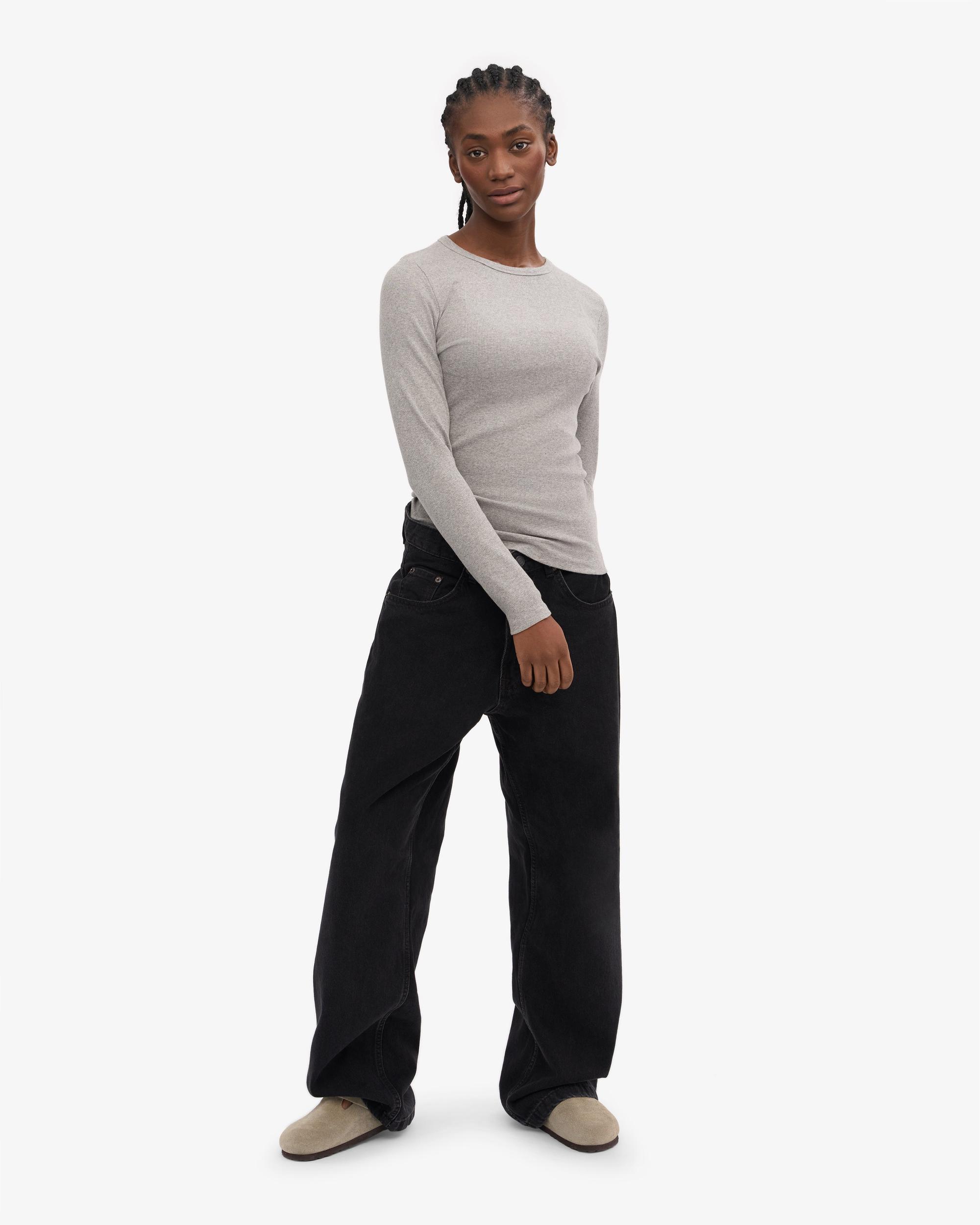 Women Organic Rib LS T-Shirt - Heather Grey Product Image