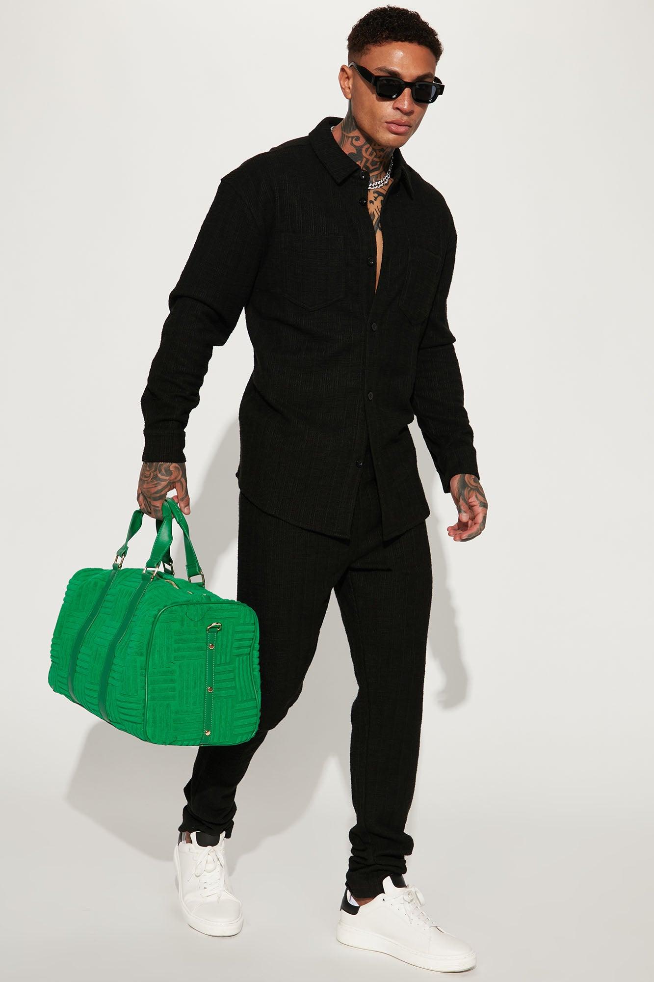 Dean Textured Long Sleeve Button Up Shirt - Black Product Image