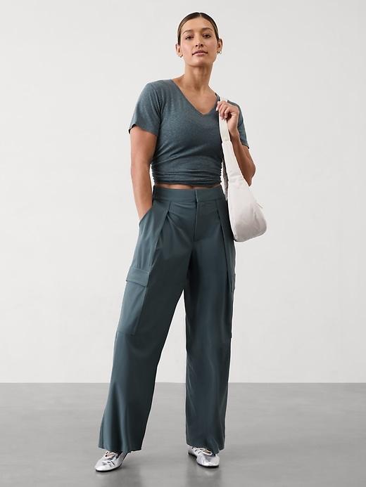 Getaway Linen Blend V-Neck Tee Product Image