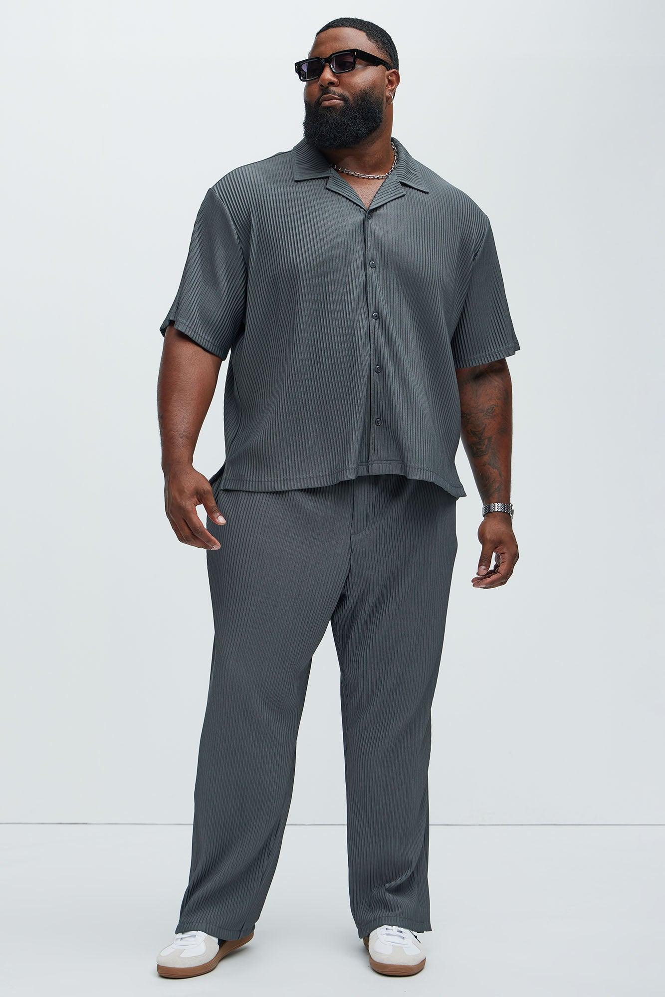 Potential Straight Pleated Pants - Grey Product Image