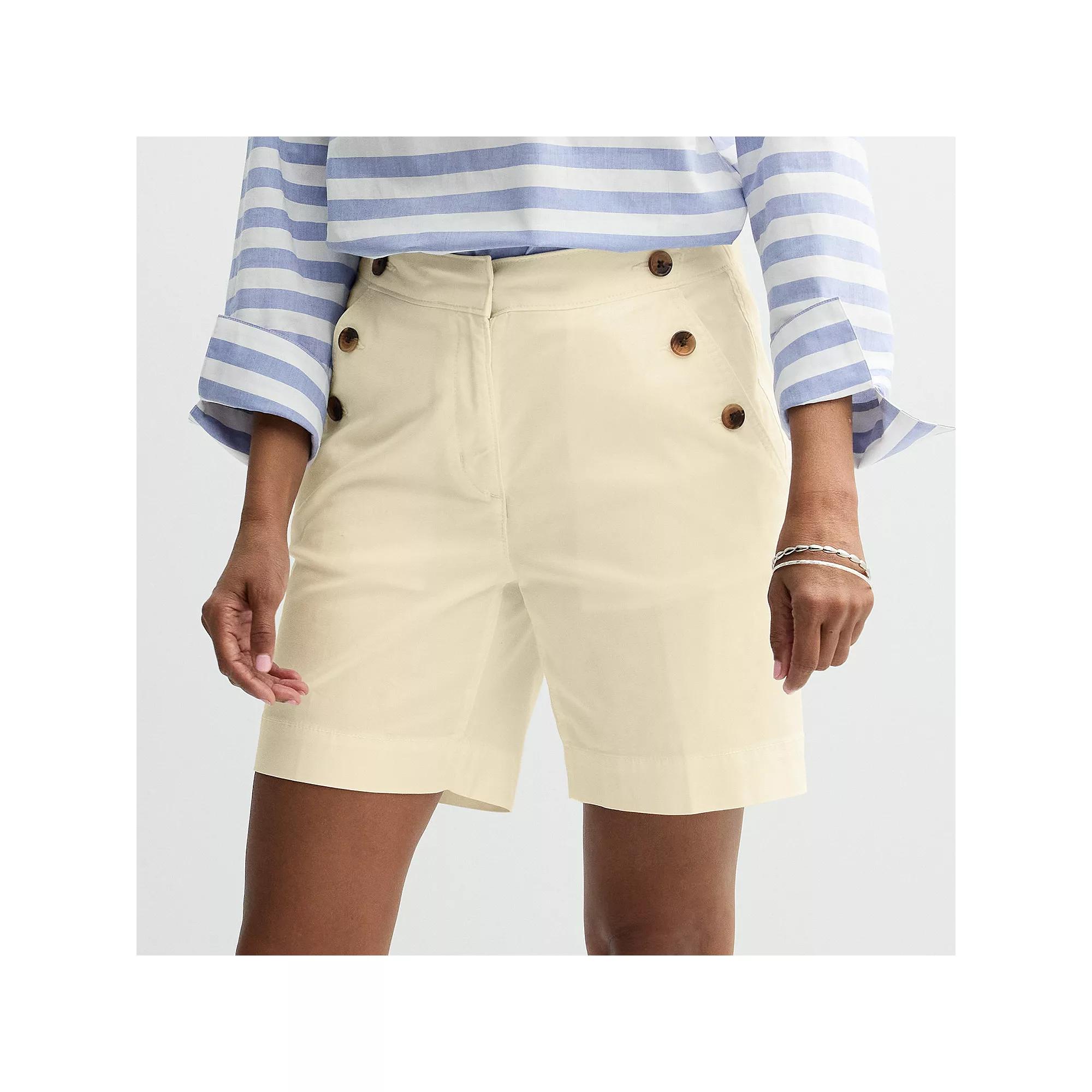 Women's Croft & Barrow® Classic Button Shorts, Size: 12, Chalk Hill Product Image
