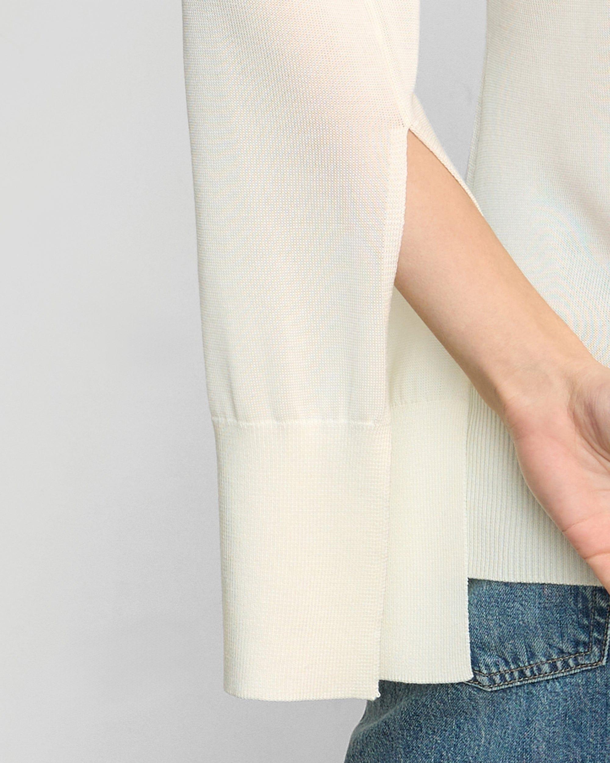 Keegan Semi-Sheer Slit-Neck Knit Top Product Image