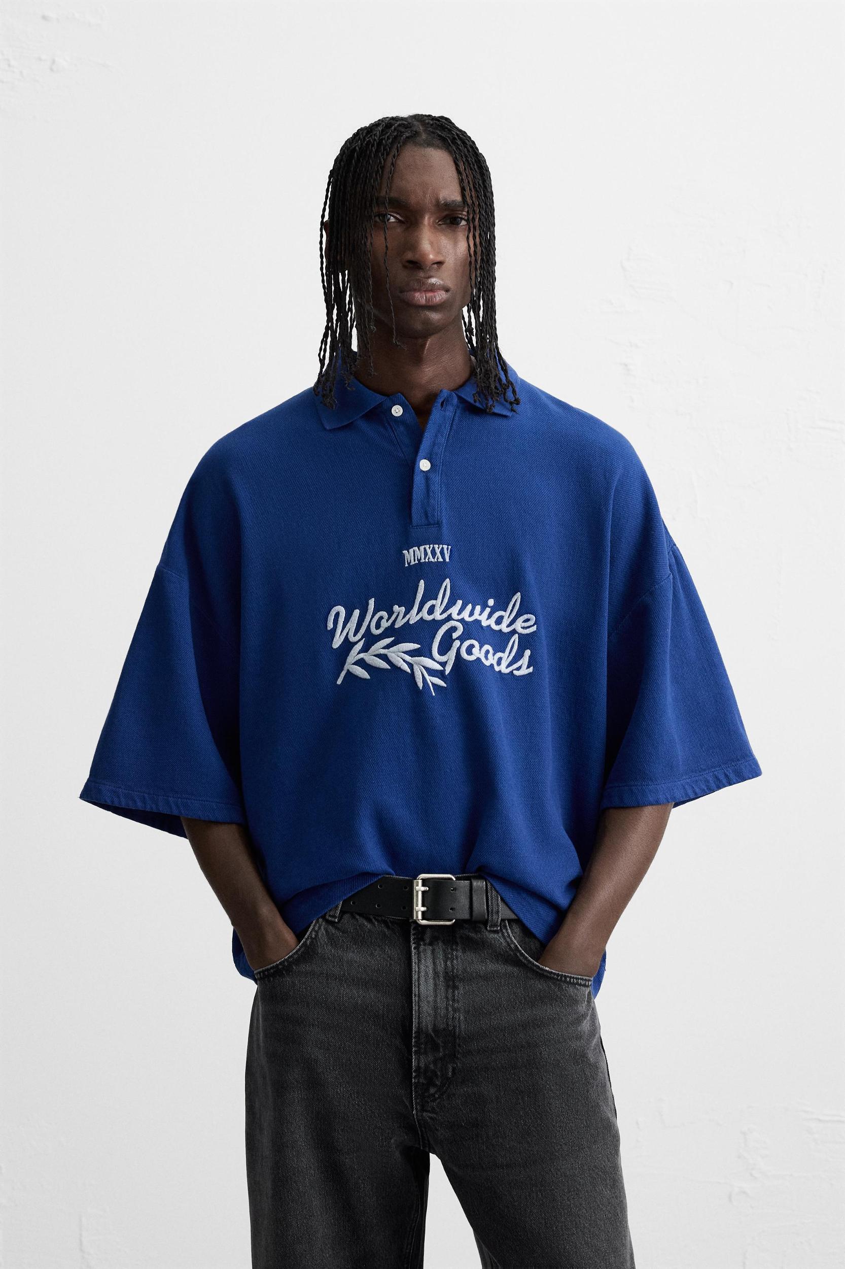 EMBROIDERED TEXT POLO SHIRT Product Image