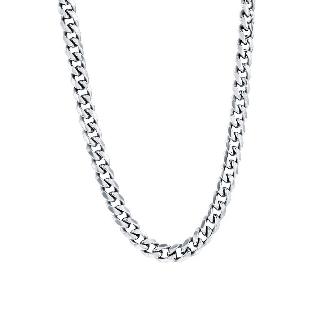 Metallo Stainless Steel 7mm Cuban Chain Necklace, Men's,  Product Image