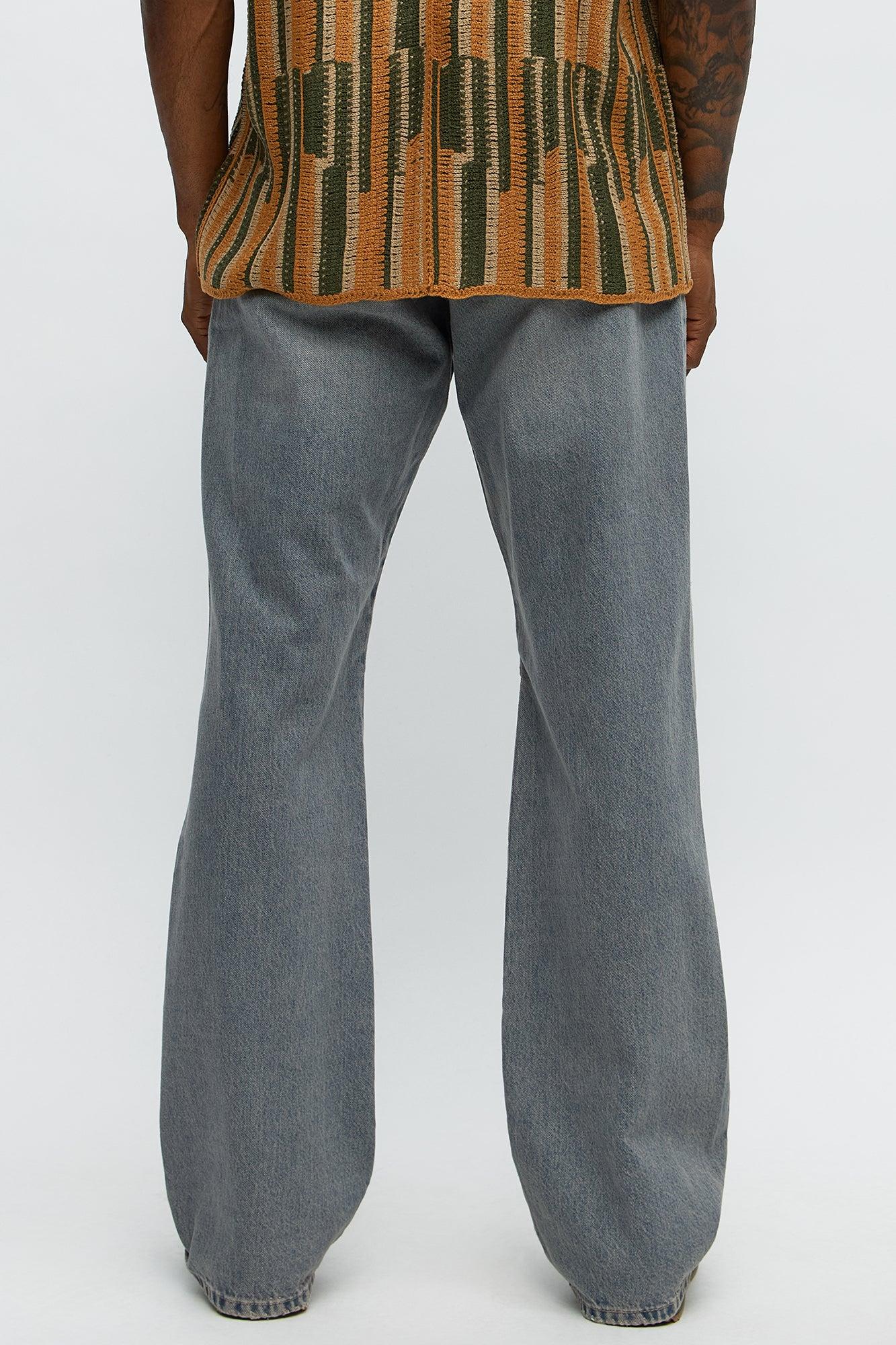 Don't Quit Ripped Stacked Slim Flare Jeans - Vintage Blue Wash Product Image