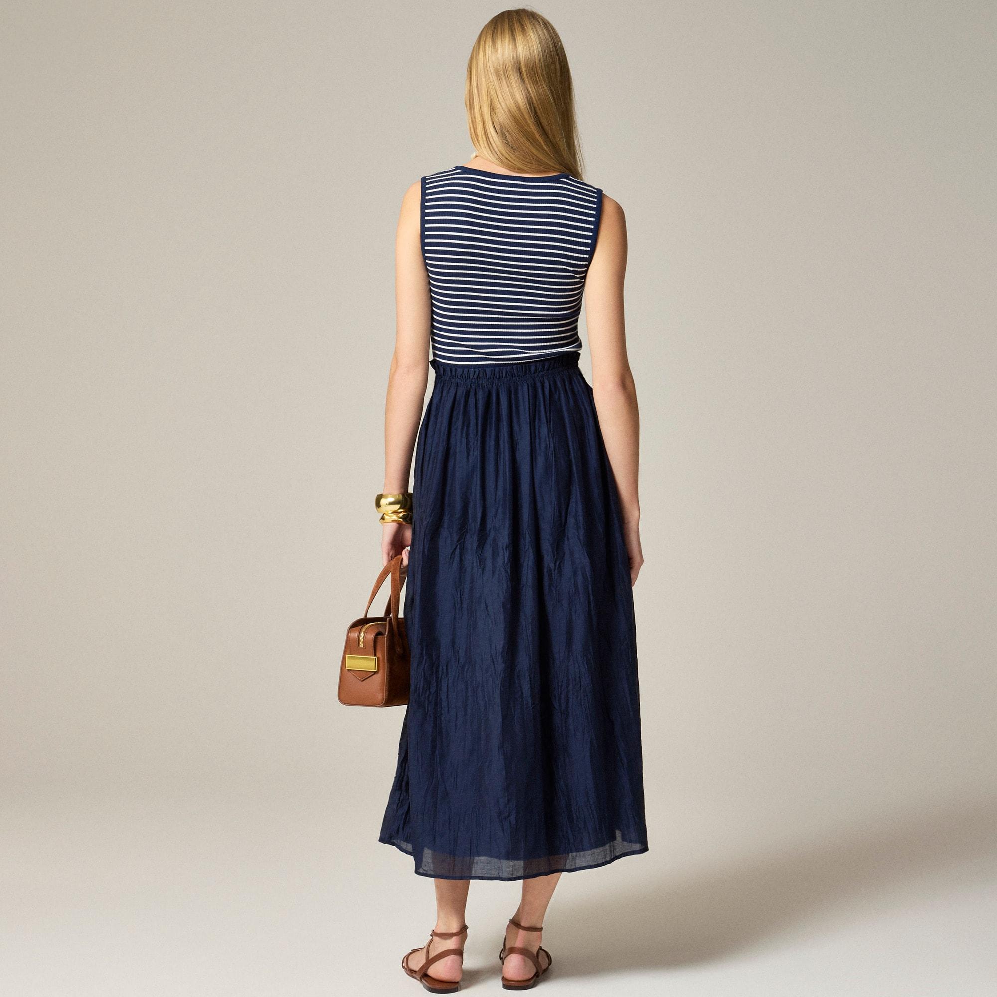 Gathered-waist mixy dress in stripe Product Image