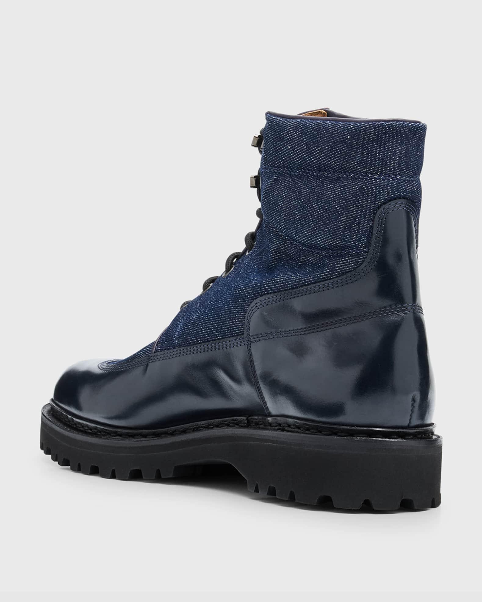 Men's Peak Denim and Leather Lace-Up Boots Product Image