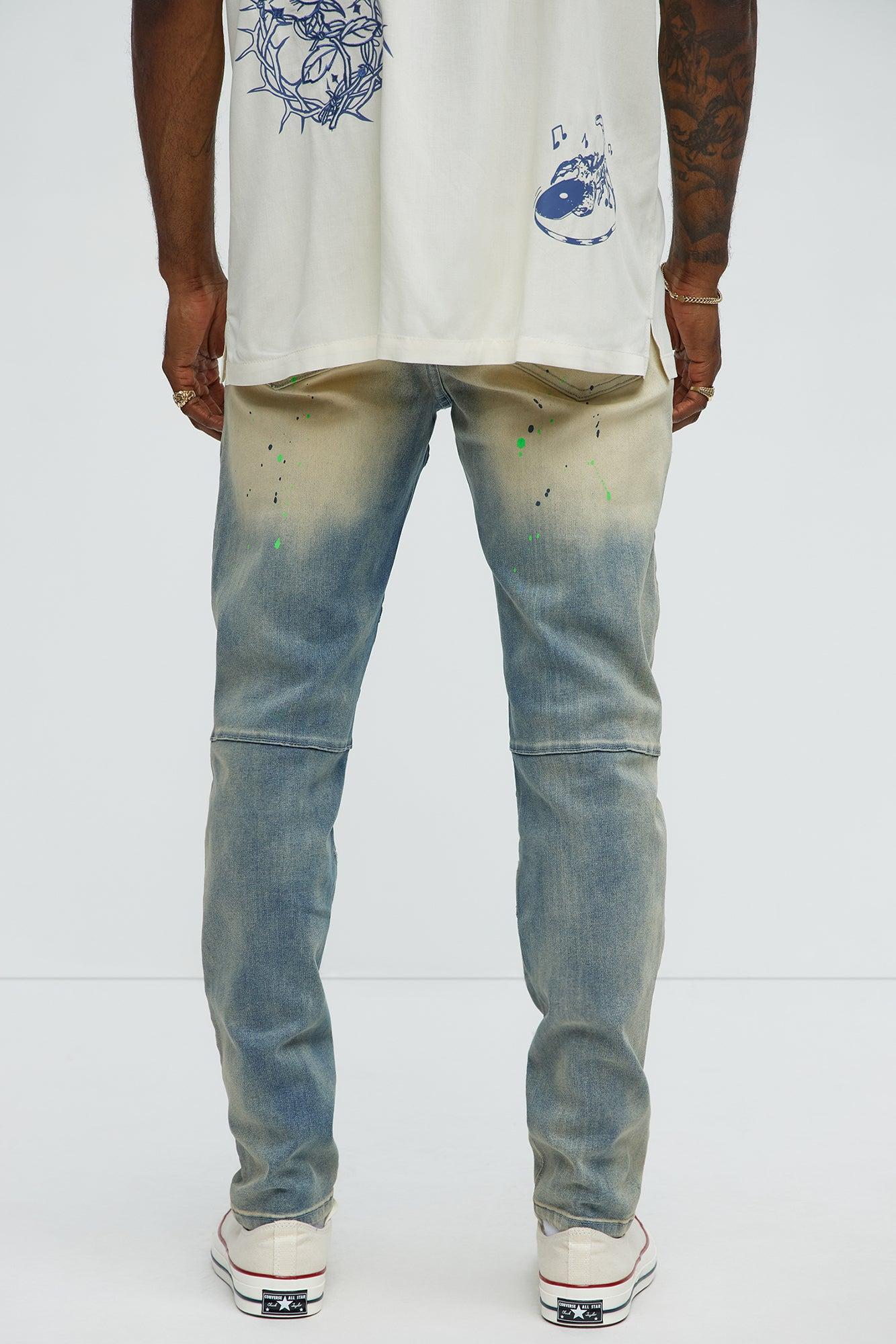 Made It Paint Splatter Skinny Jeans - Light Blue Wash Product Image