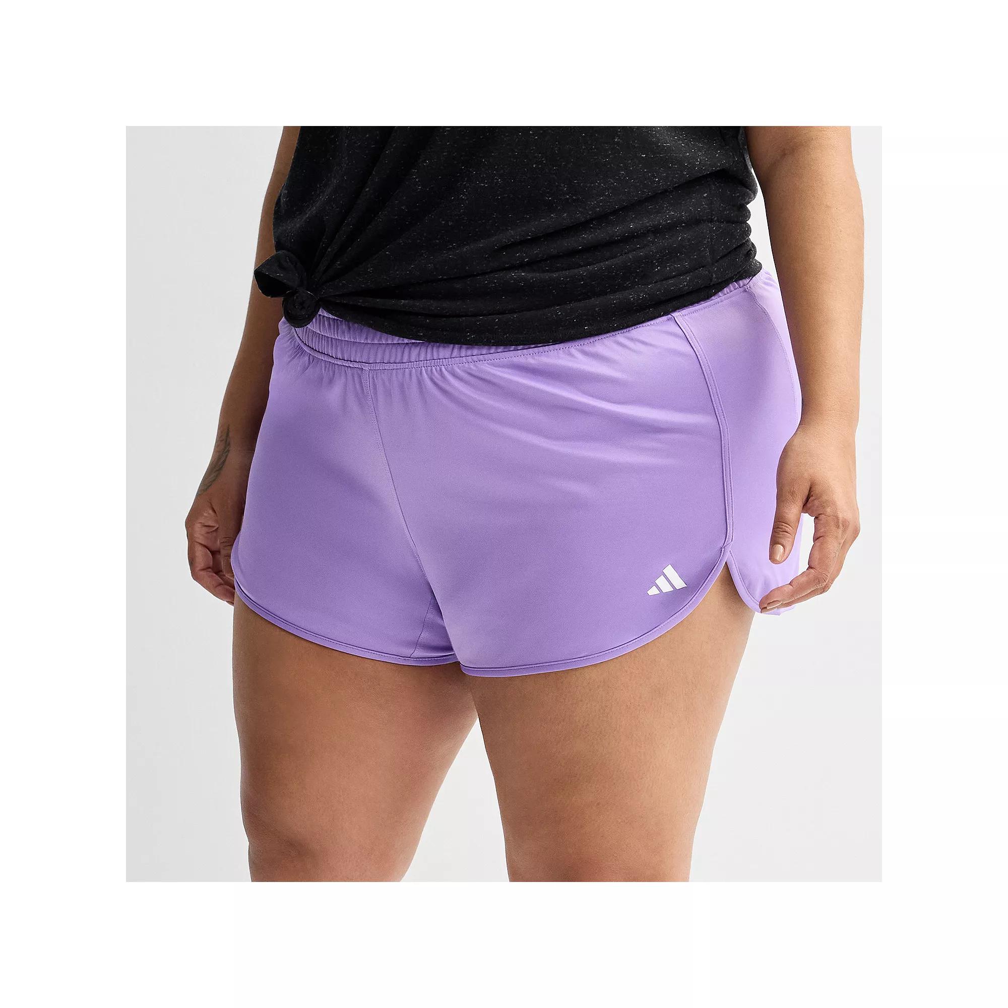 Plus Size adidas Pacer Essentials Knit High-Rise Shorts, Women's, Size: 1XL, Purple Fusion Product Image