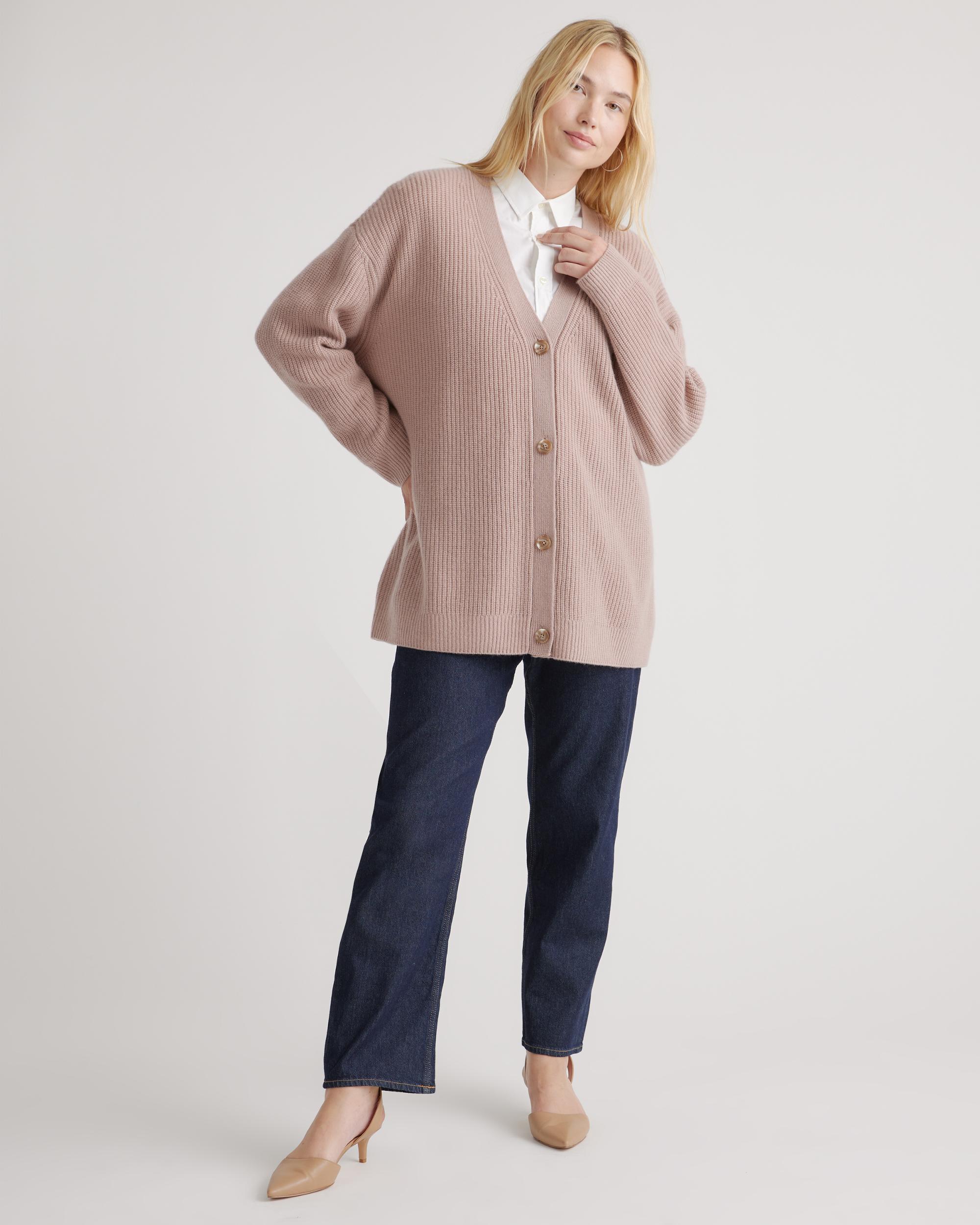 Quince | Women's Mongolian Spring Cashmere OverSized Boyfriend Cardigan Sweater Size XL Product Image