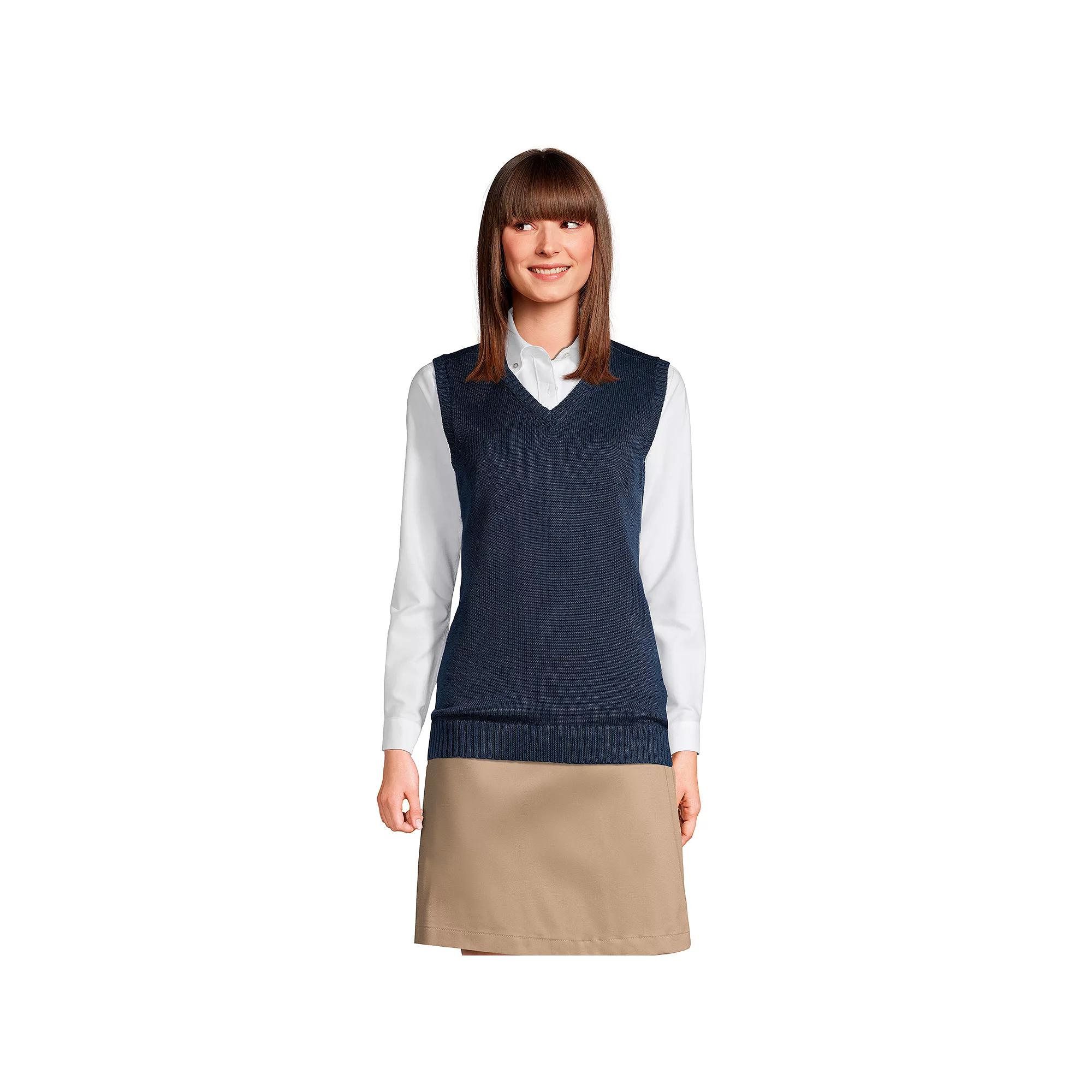 Women's Lands' End Sweater Vest, Size: Medium, Classic Blue Product Image