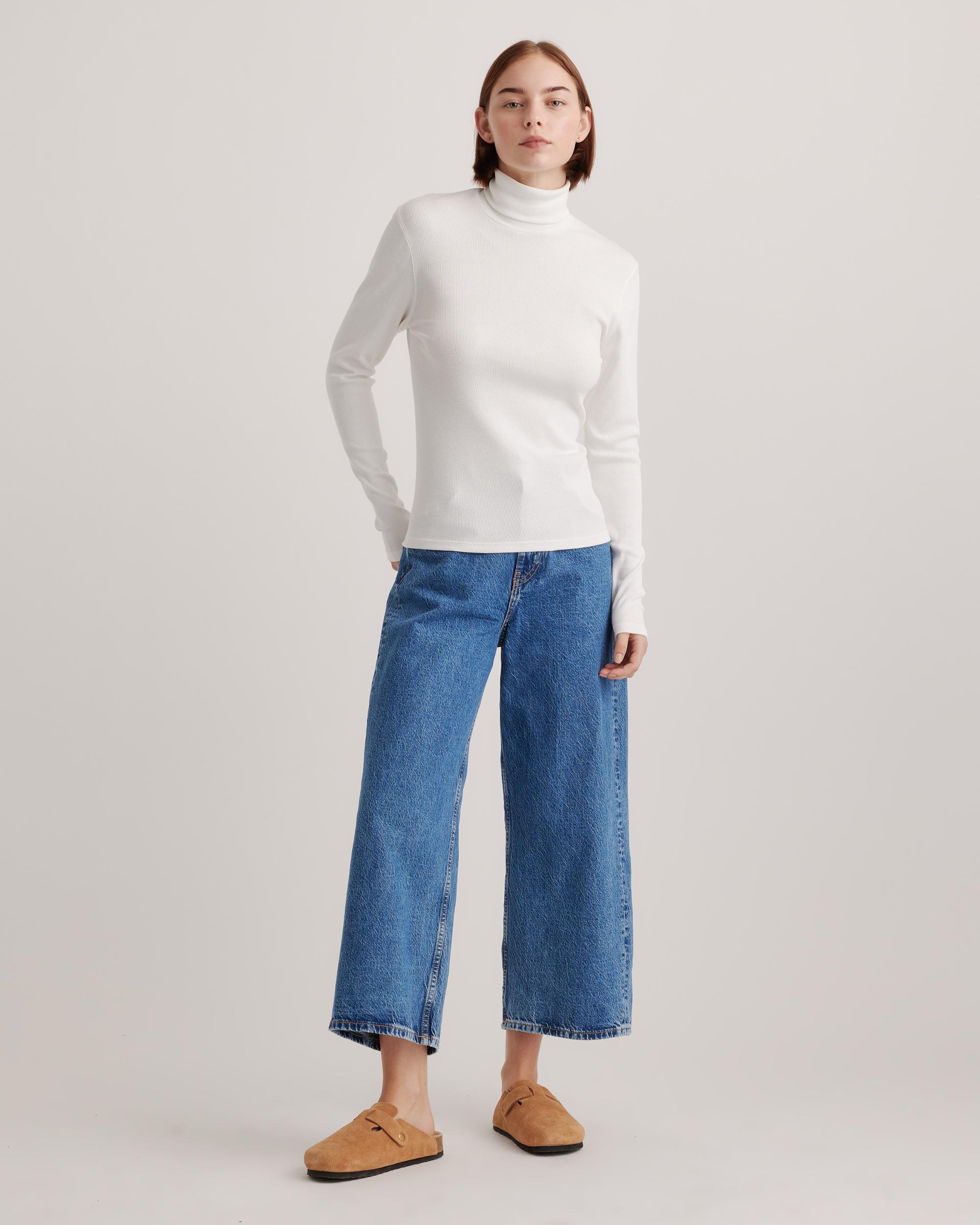 Quince | Women's Micro-Rib Turtleneck Sweater Organic Cotton Product Image