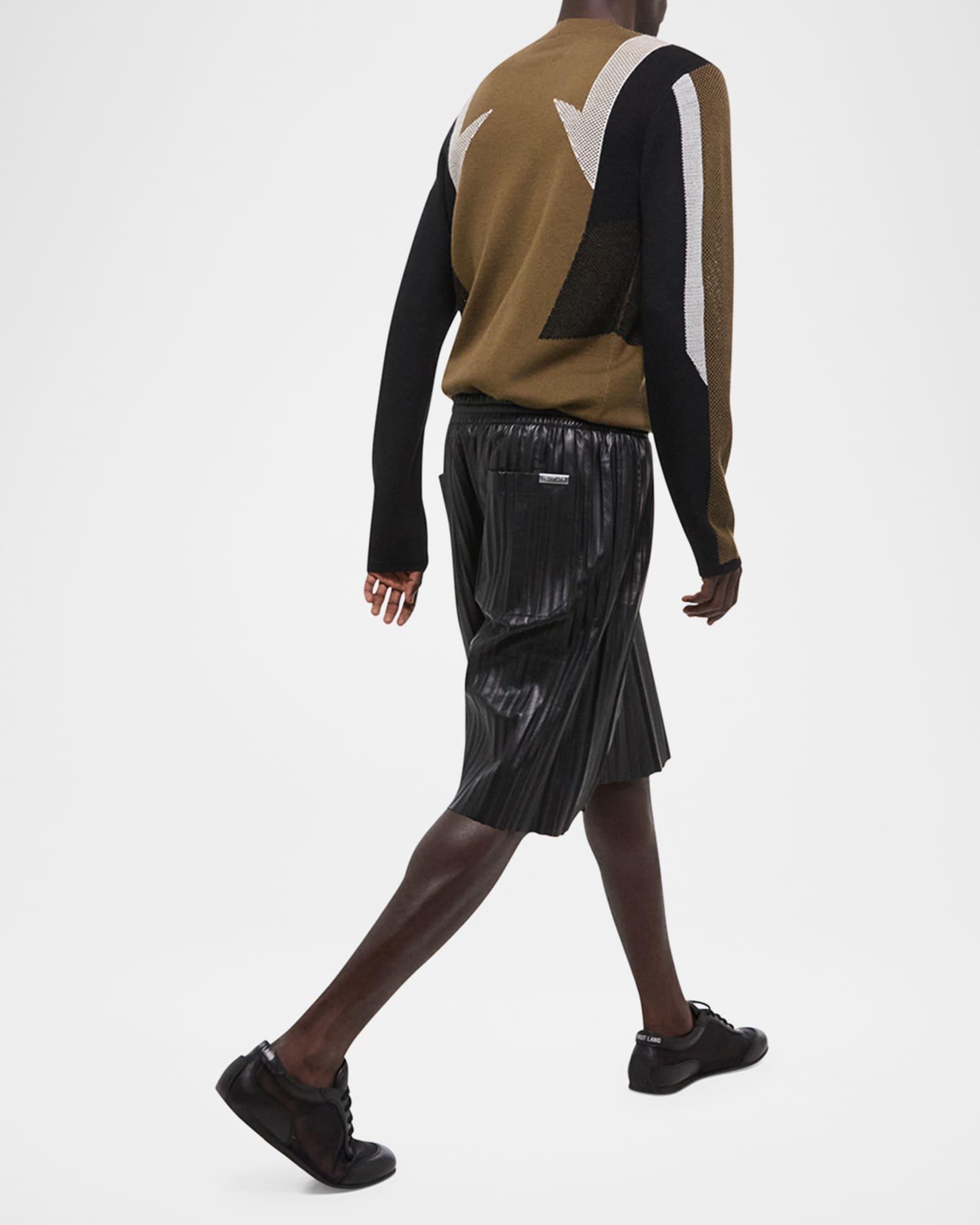 Men's Pleated Leather Pull-On Shorts Product Image