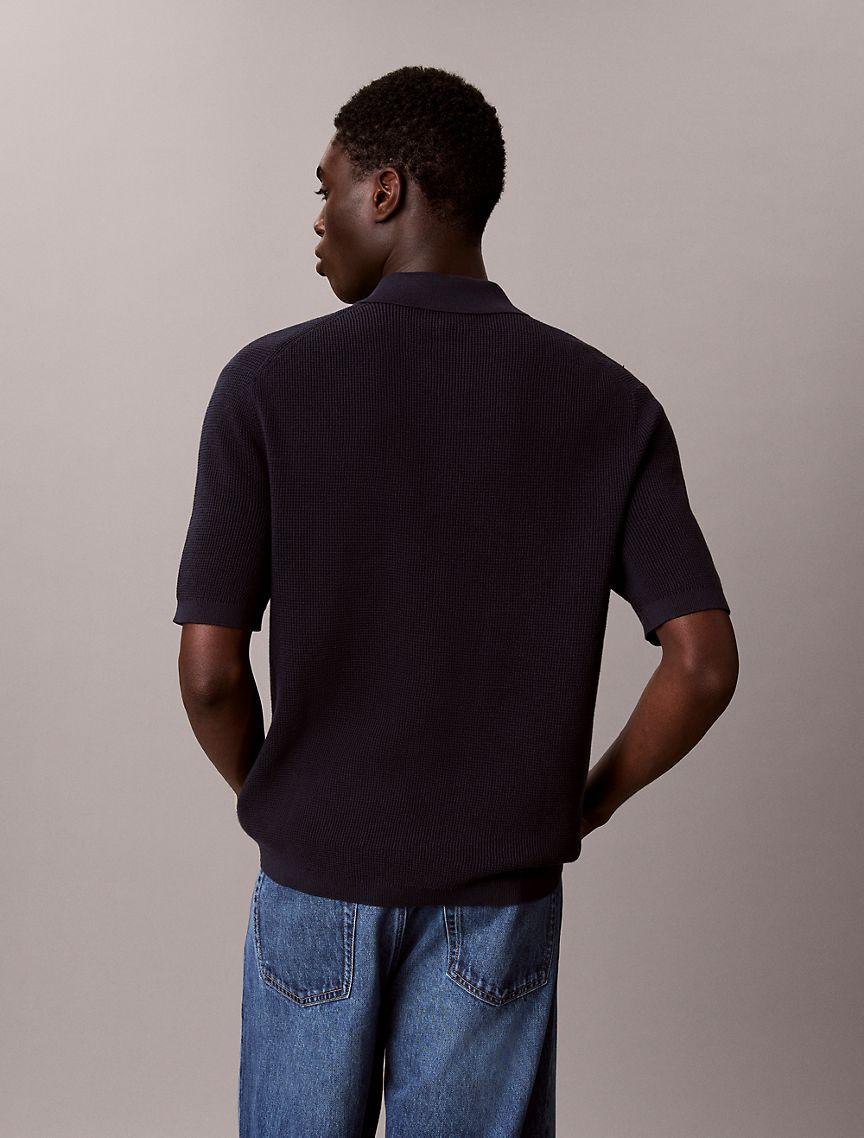 Waffle Cotton Polo Sweater Product Image