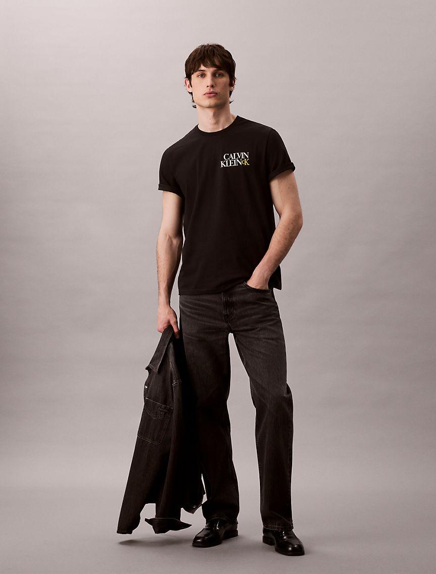 Calvin Klein Mens Stacked CK Logo Easy Tee - Grey Product Image