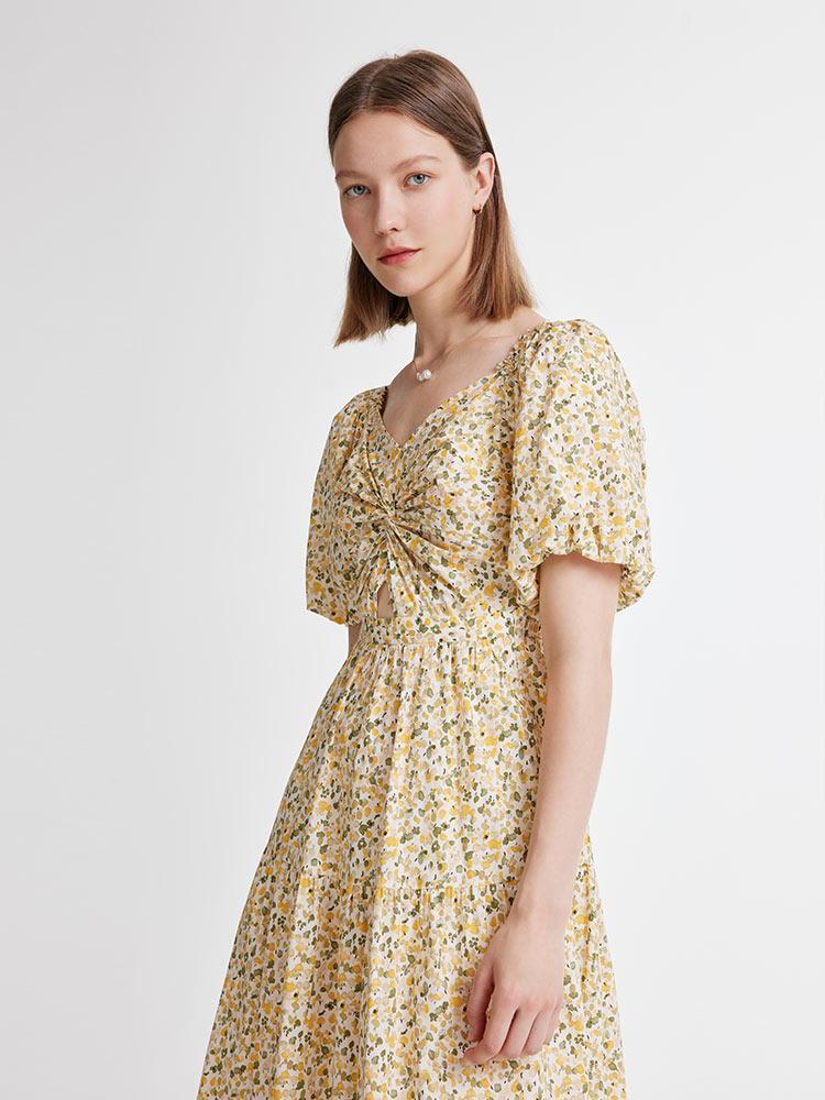 Floral Puff Sleeve Dress Product Image