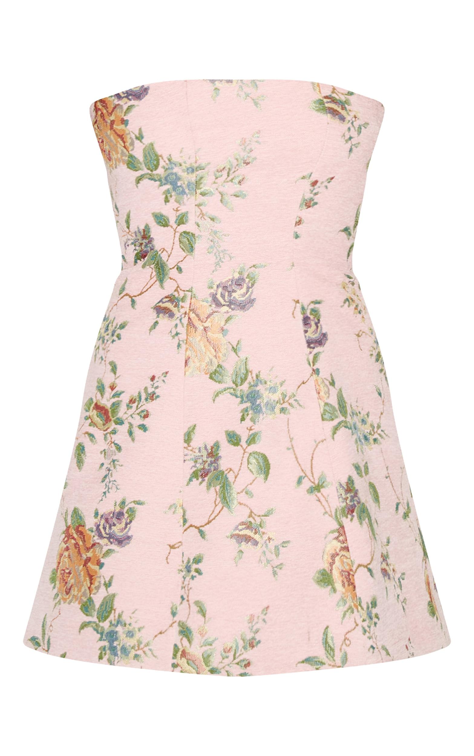 Pink Floral Bandeau A Line Shift Dress Product Image