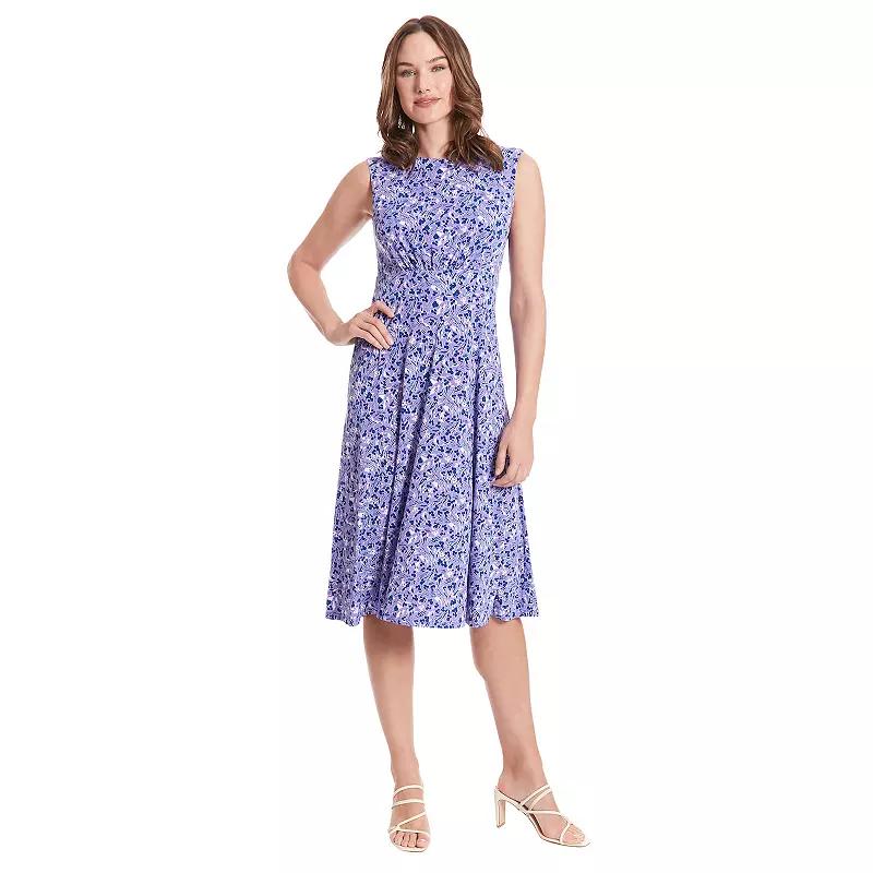 Women's London Times Inset Waist Print Midi Dress,  Product Image