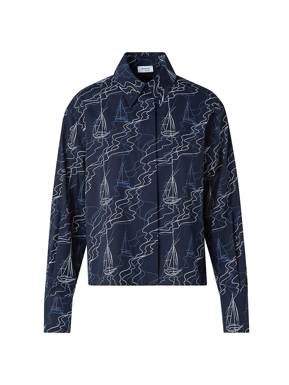 Womens Sailboat Cotton Button-Front Shirt Product Image