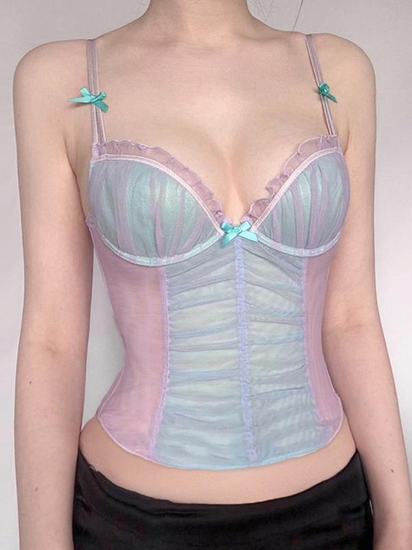 Pure Lust Mesh Patchwork Colour Blocking Cami Top Product Image