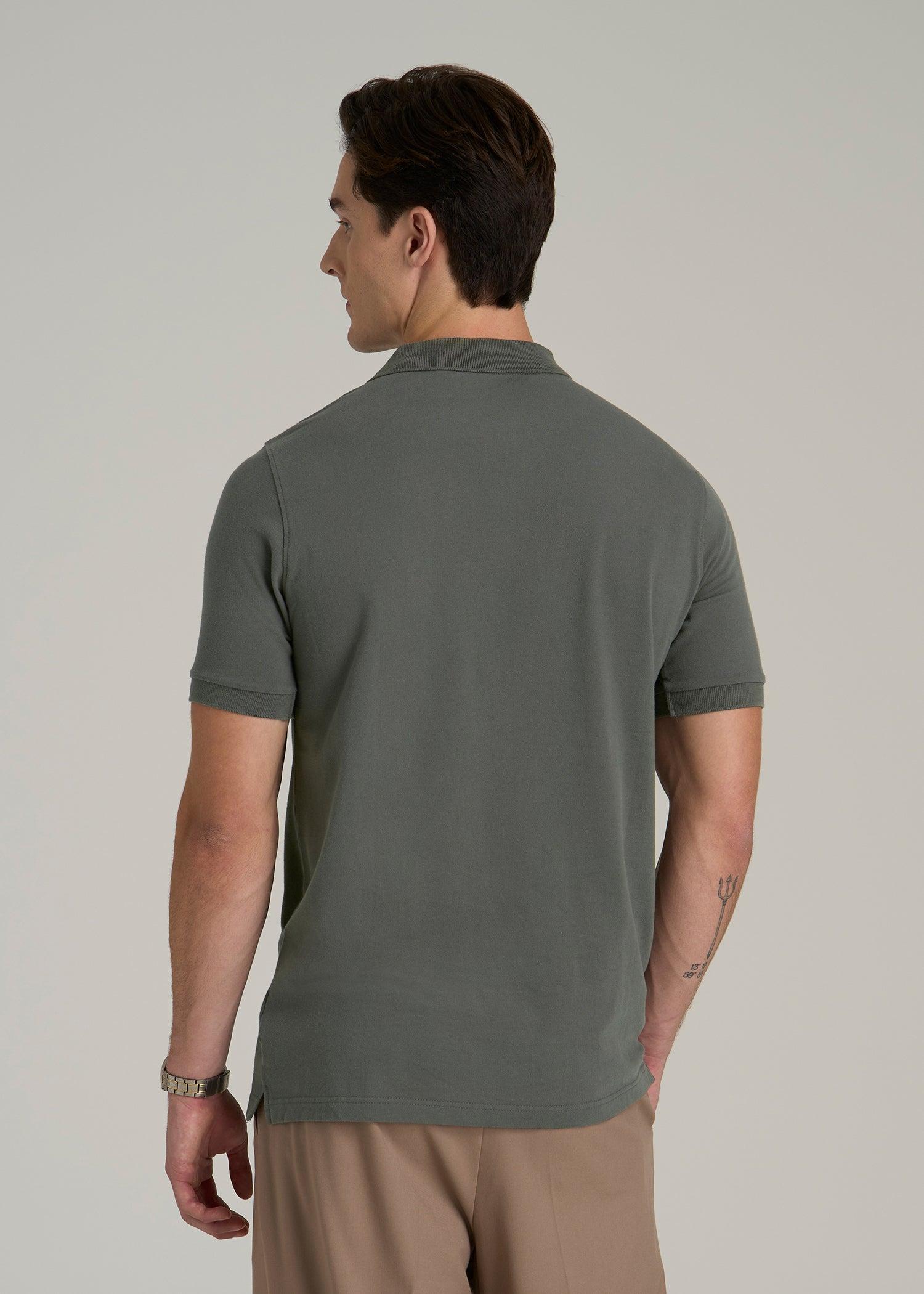 Classic Polo with Embroidered Logo for Tall Men in Spring Olive Male Product Image