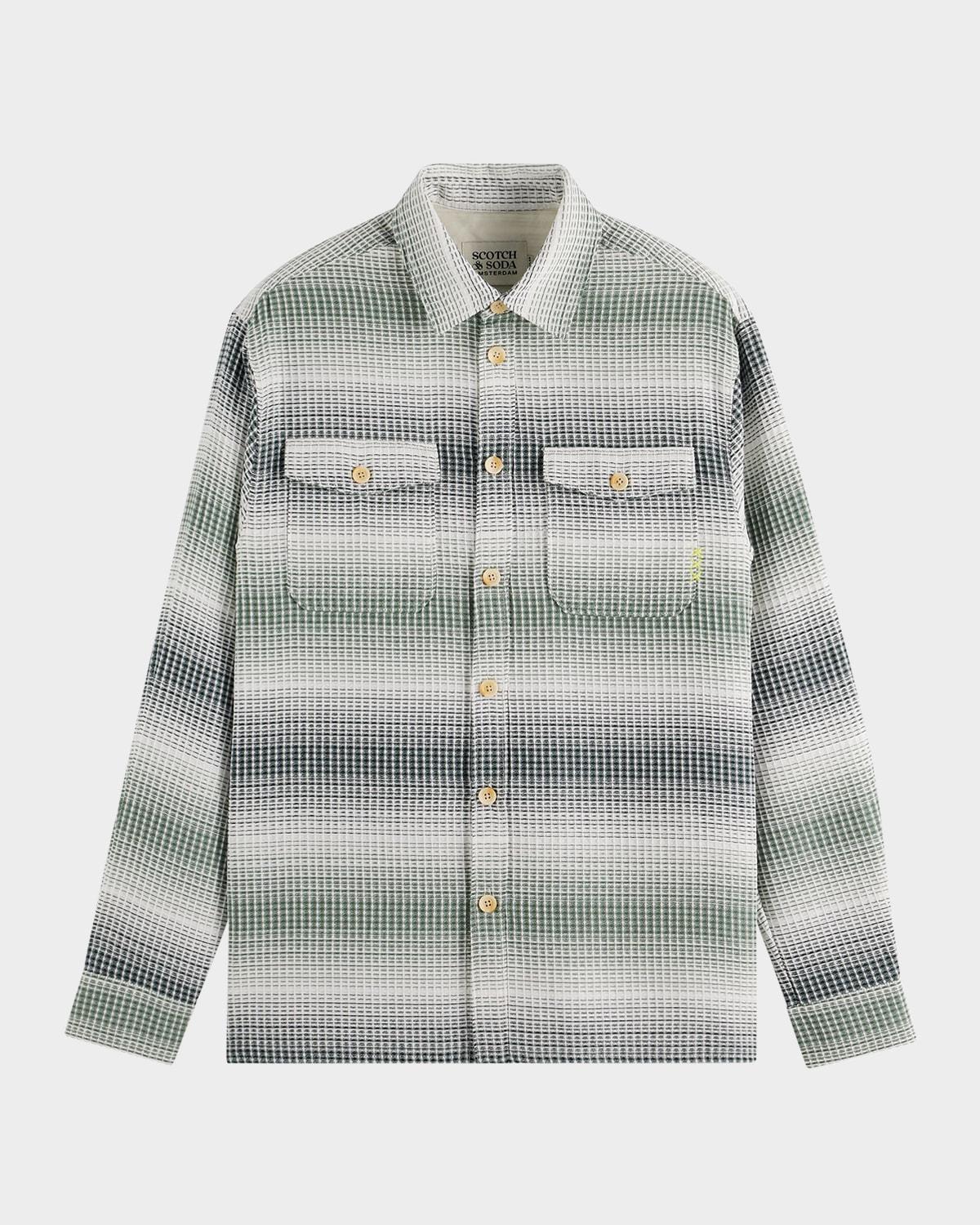Men's Striped Waffle Button-Down Shirt Product Image