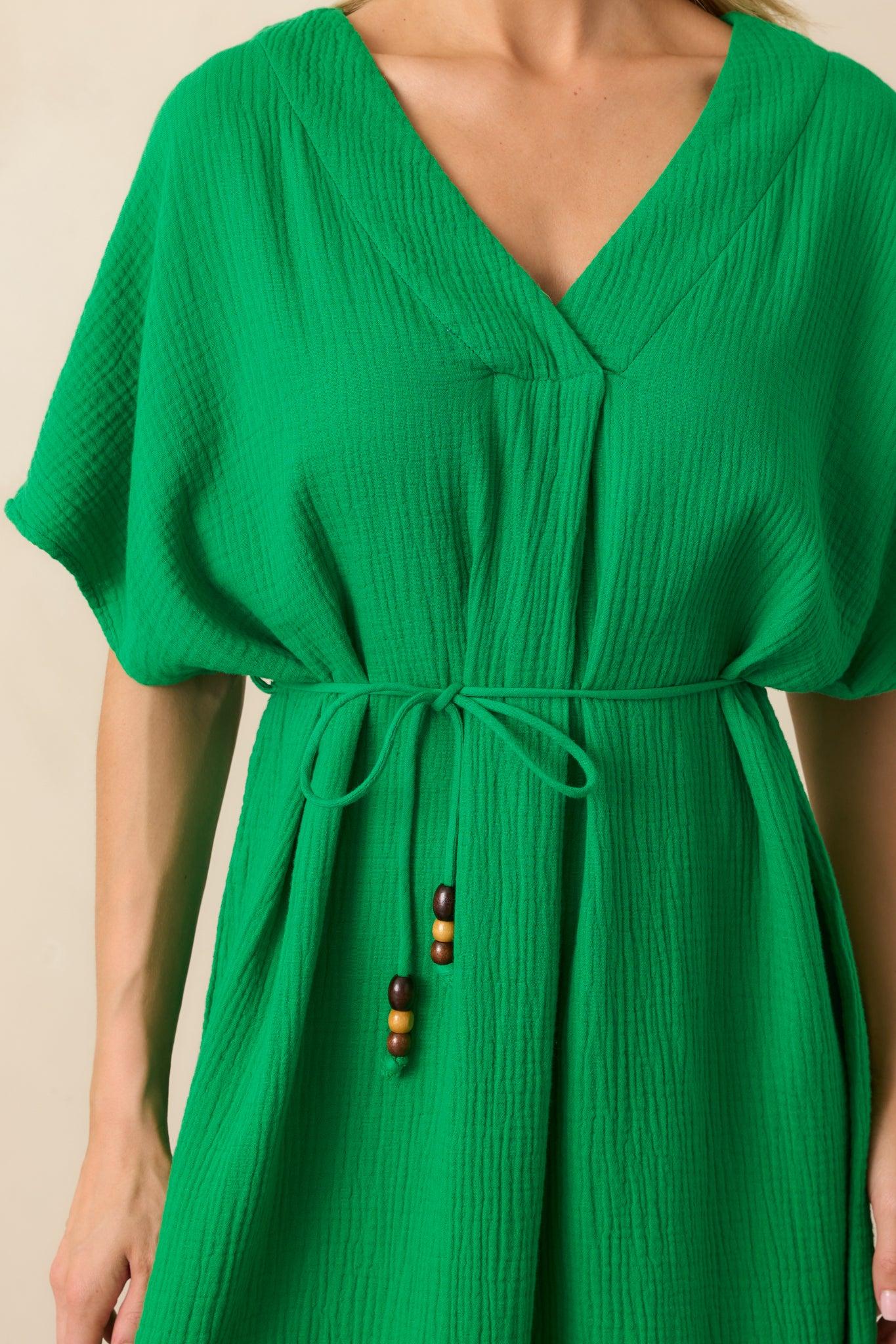 Living For Days Like This Green Rayon Gauze Kaftan Midi Dress Product Image
