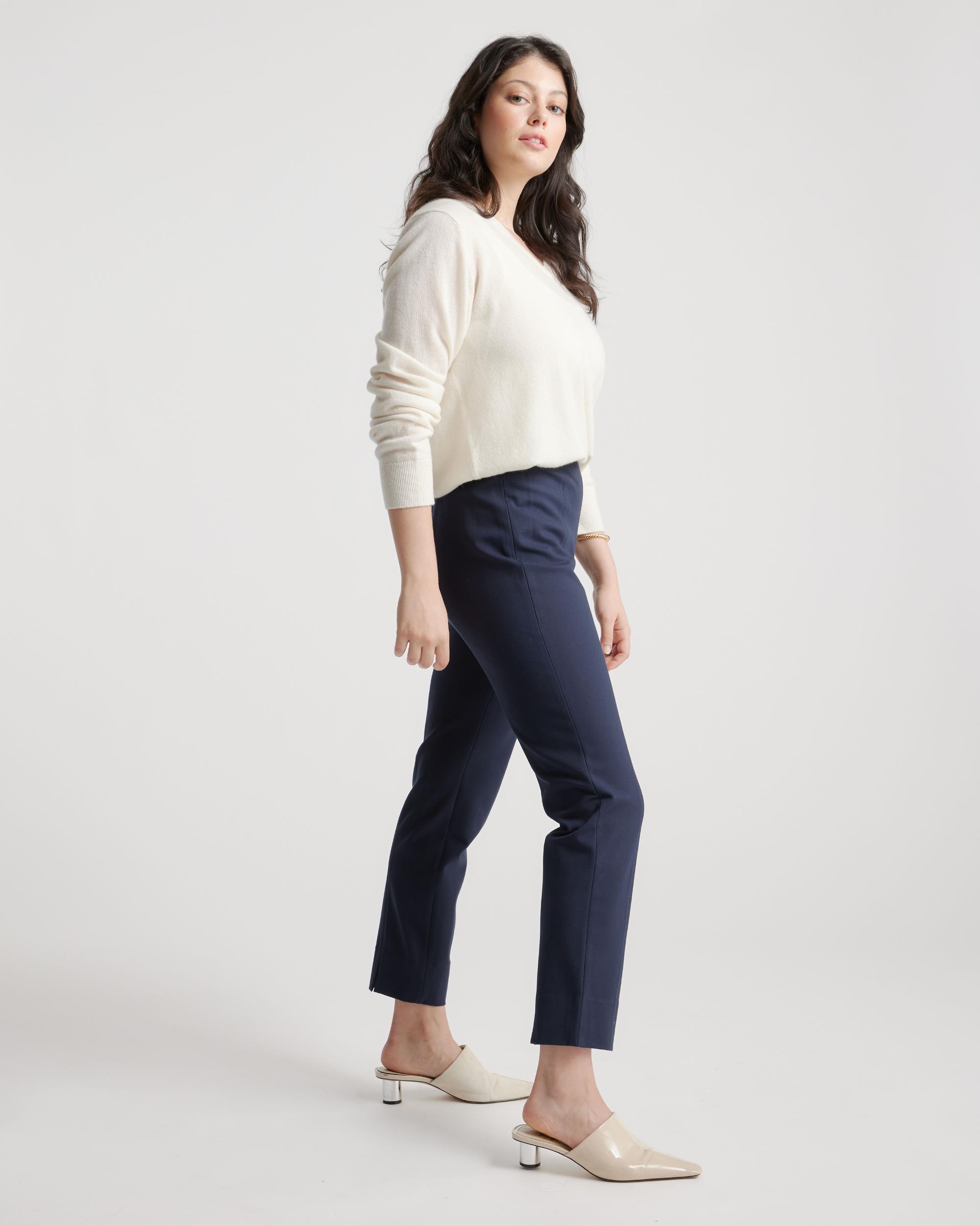 Quince | Women's Ultra-Stretch Ponte Pintuck Ankle Pants Rayon Product Image