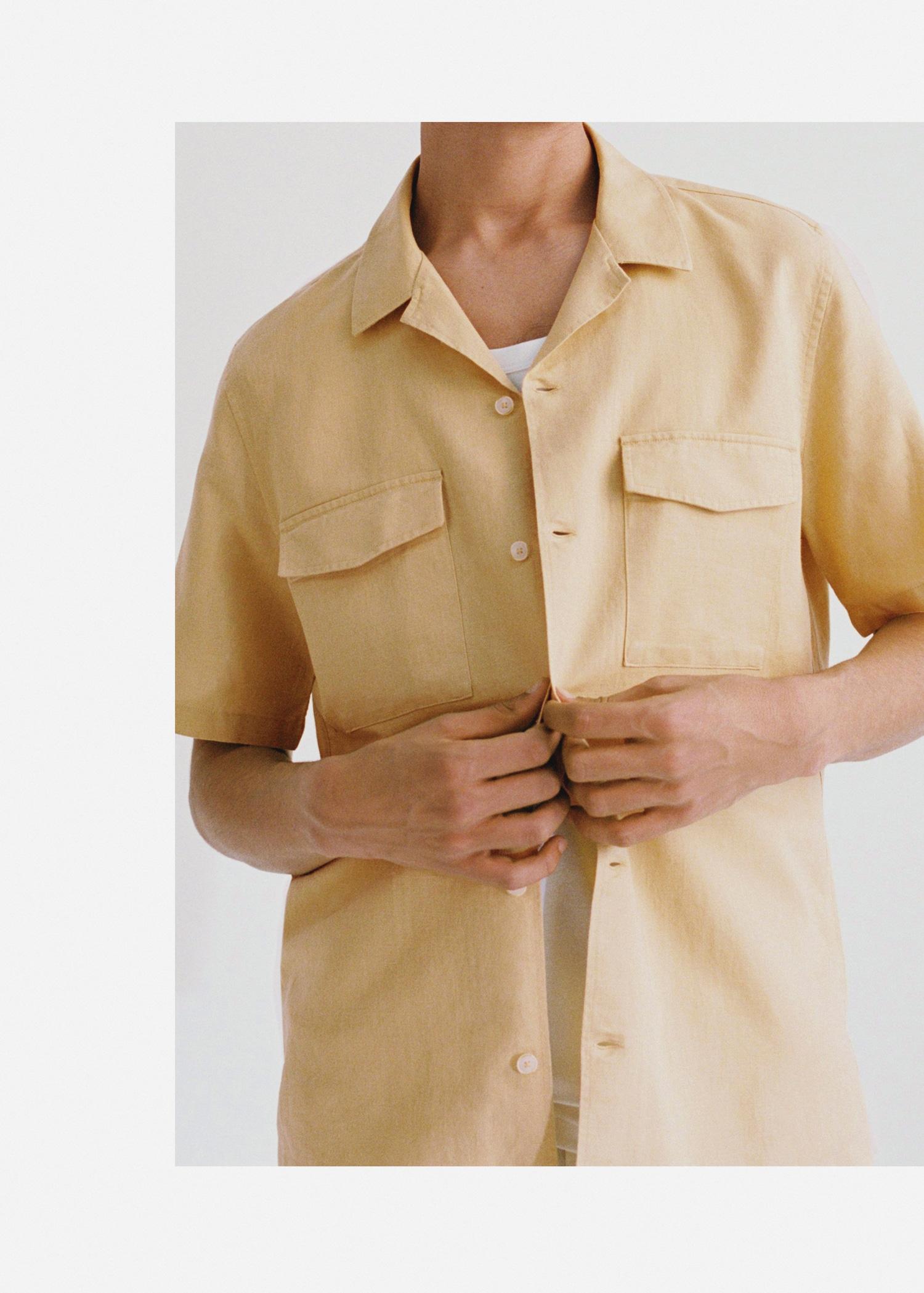 Regular-fit linen cotton shirt - Men | MANGO USA Product Image