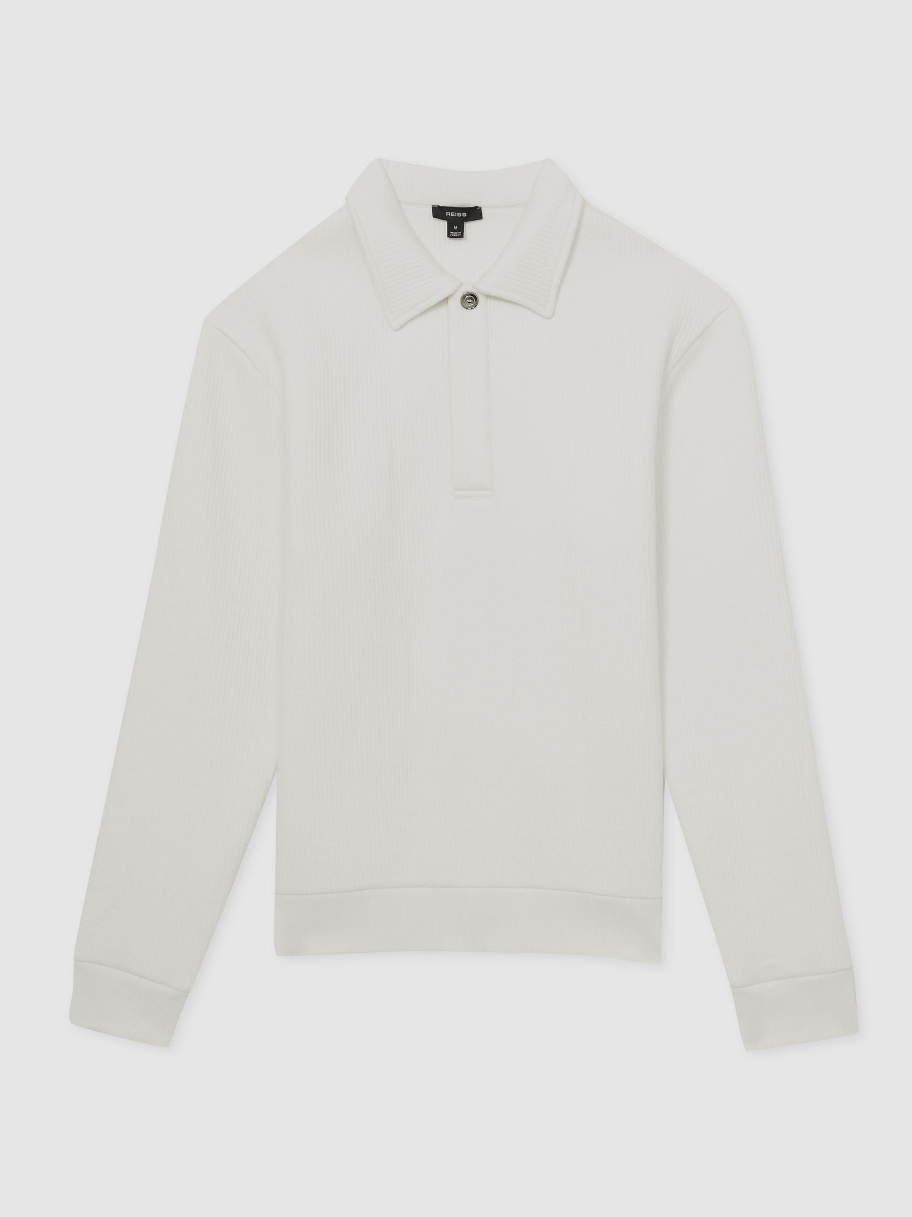 Jersey Ribbed Polo Shirt in White Product Image