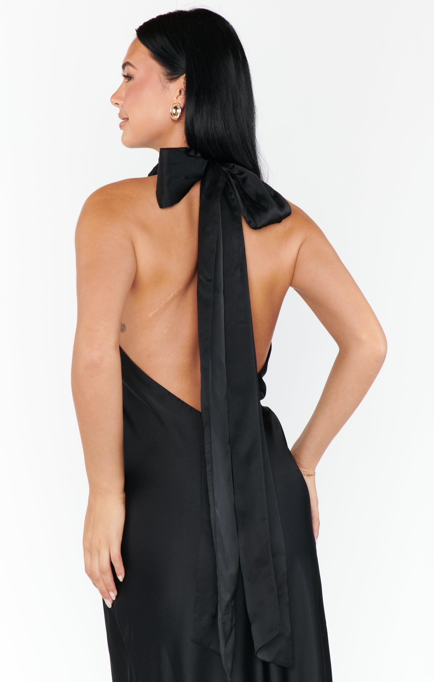 Lisa Maxi Dress ~ Black Luxe Satin Product Image