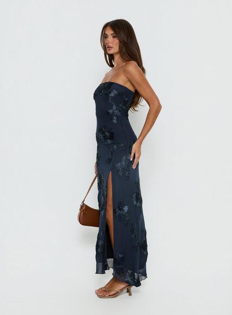 Maribeth Strapless Floral Maxi Dress Navy Product Image